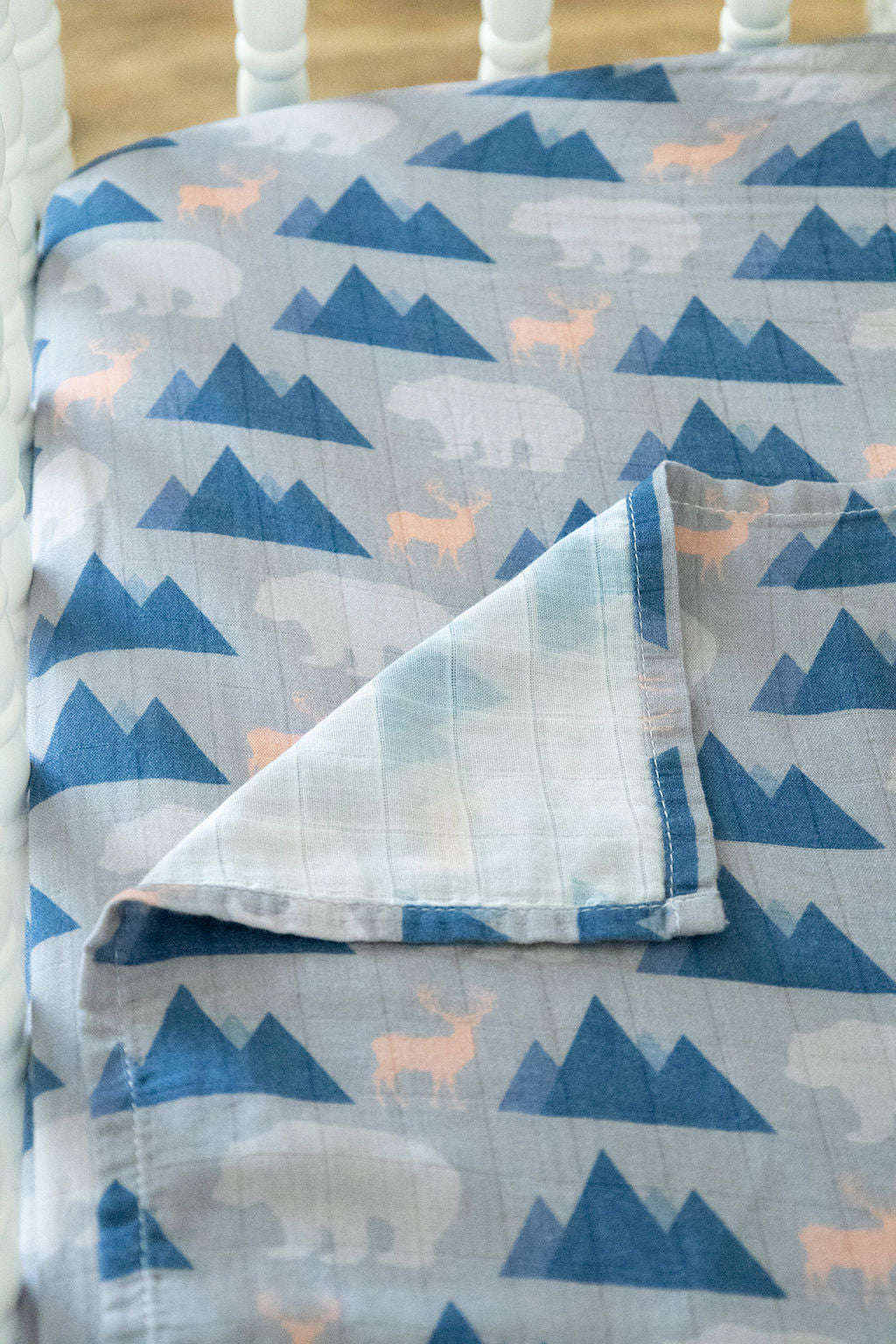 Organic Bamboo Cotton Muslin Swaddle Blanket In Rustic Retreat