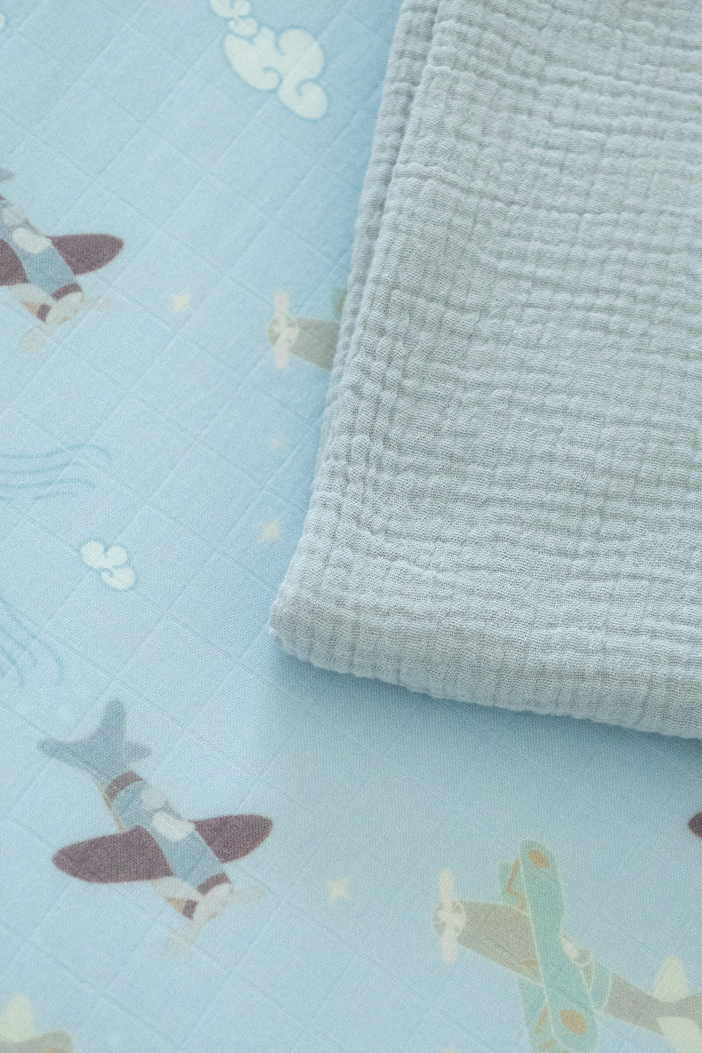 Organic Bamboo Cotton Muslin Crib Sheet In Dreamy Planes