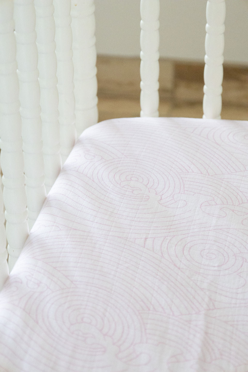 Organic Bamboo Cotton Blend Standard Crib Sheet In Pink Crashing Sea Waves