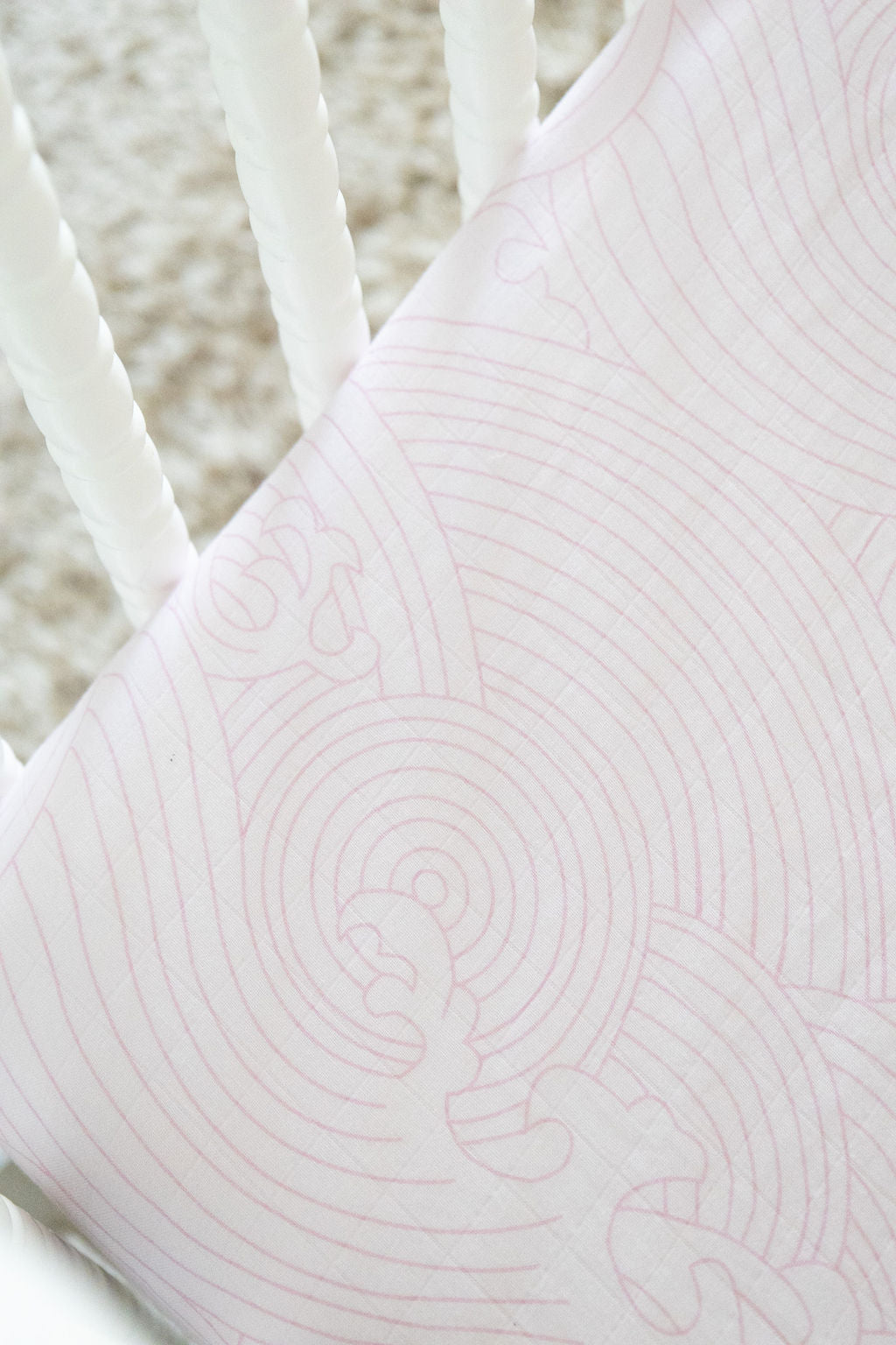 Organic Bamboo Cotton Blend Standard Crib Sheet In Pink Crashing Sea Waves