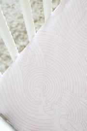 Organic Bamboo Cotton Blend Standard Crib Sheet In Pink Crashing Sea Waves