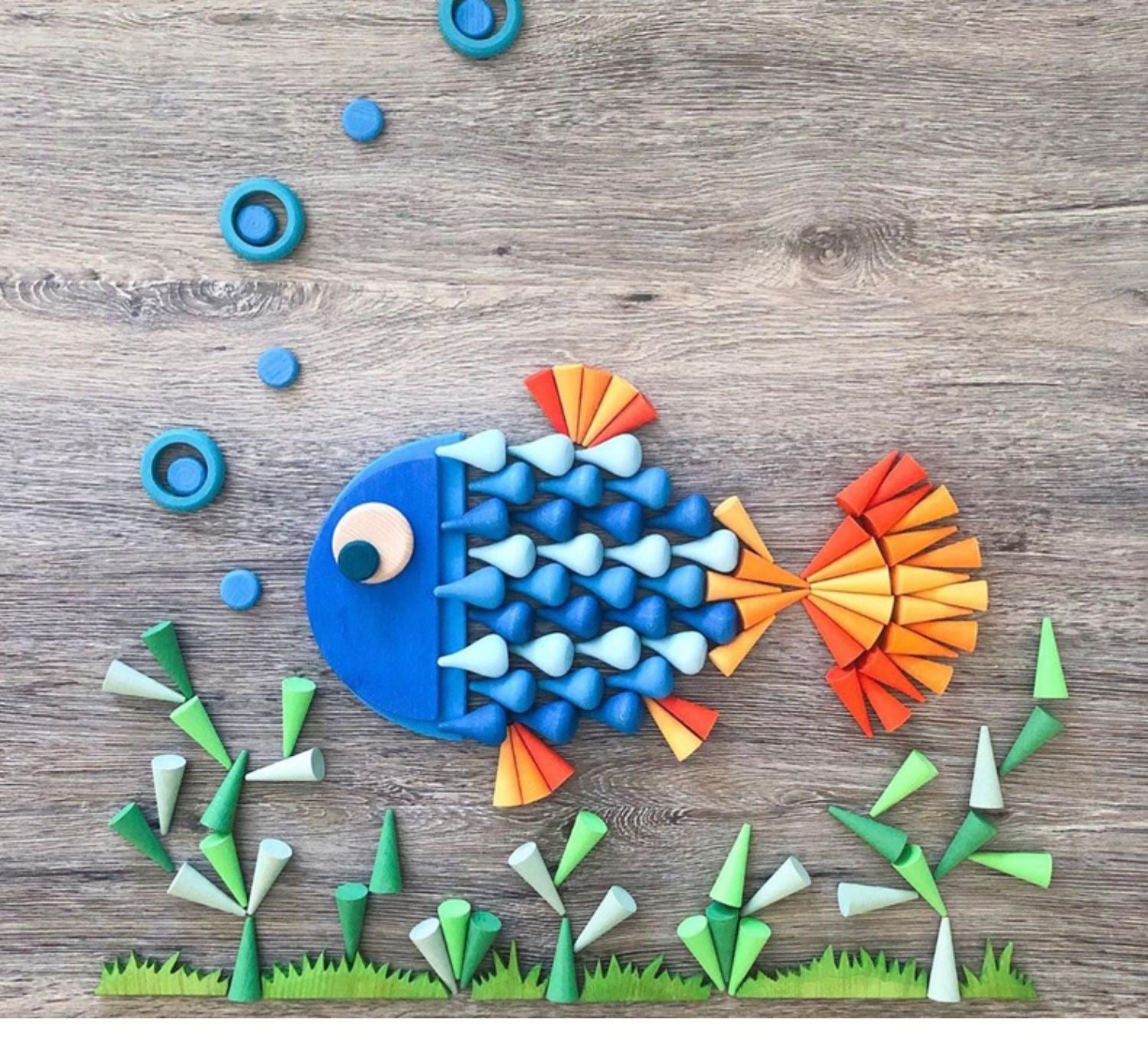 324 Pcs Mandala Loose Parts With Wooden Tray  Open-ended Play Set