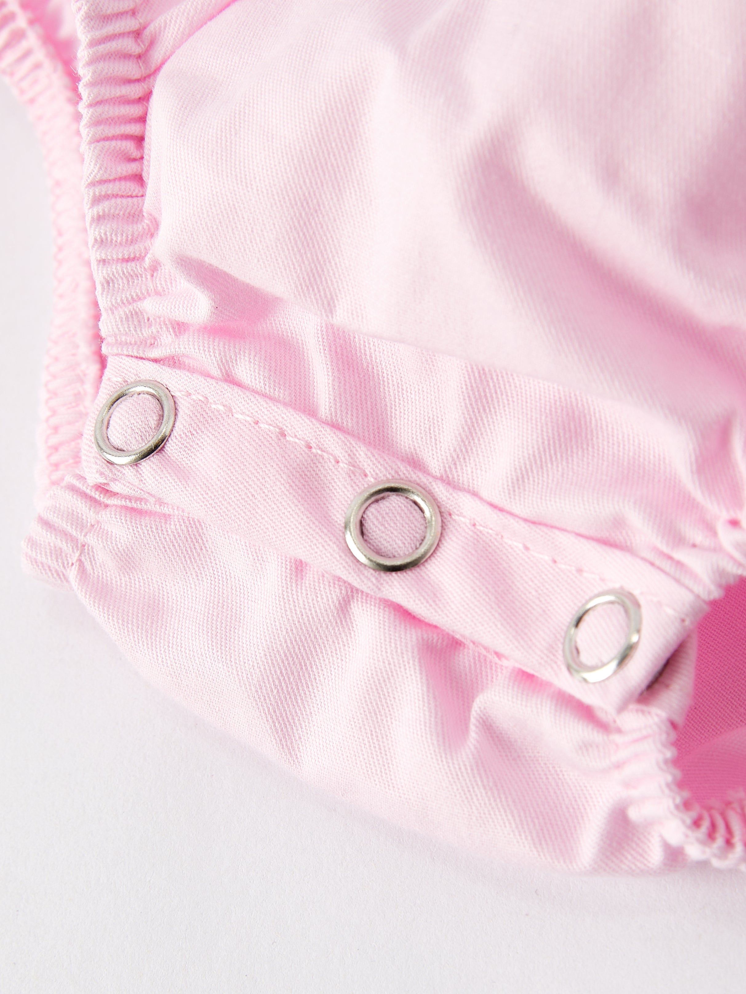 White Bow Smock Embroidered Pink Romper