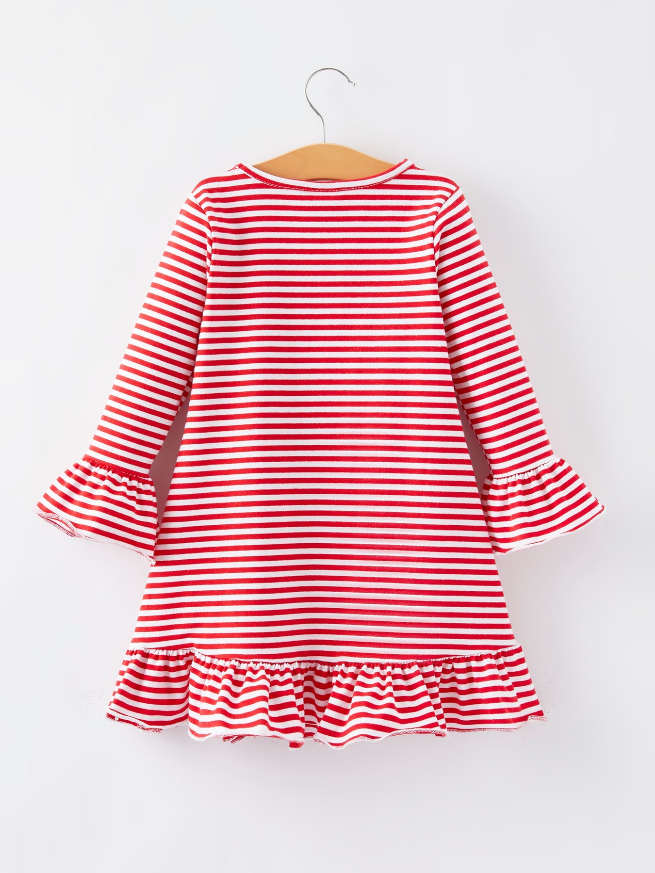 Christmas Tree Print Striped Girls Dress