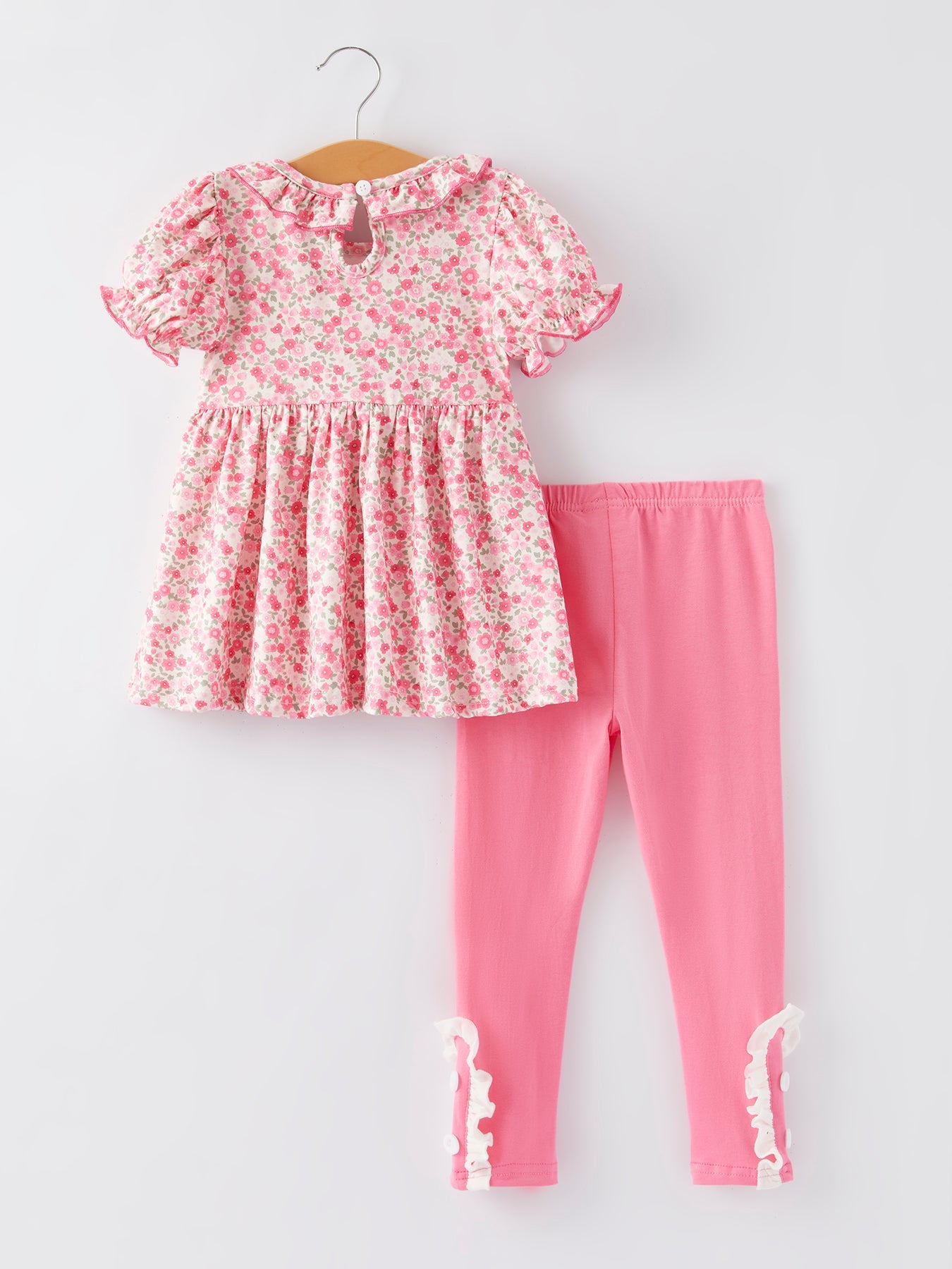 Football Smocking Bow Embroidered Girls Outfit Set