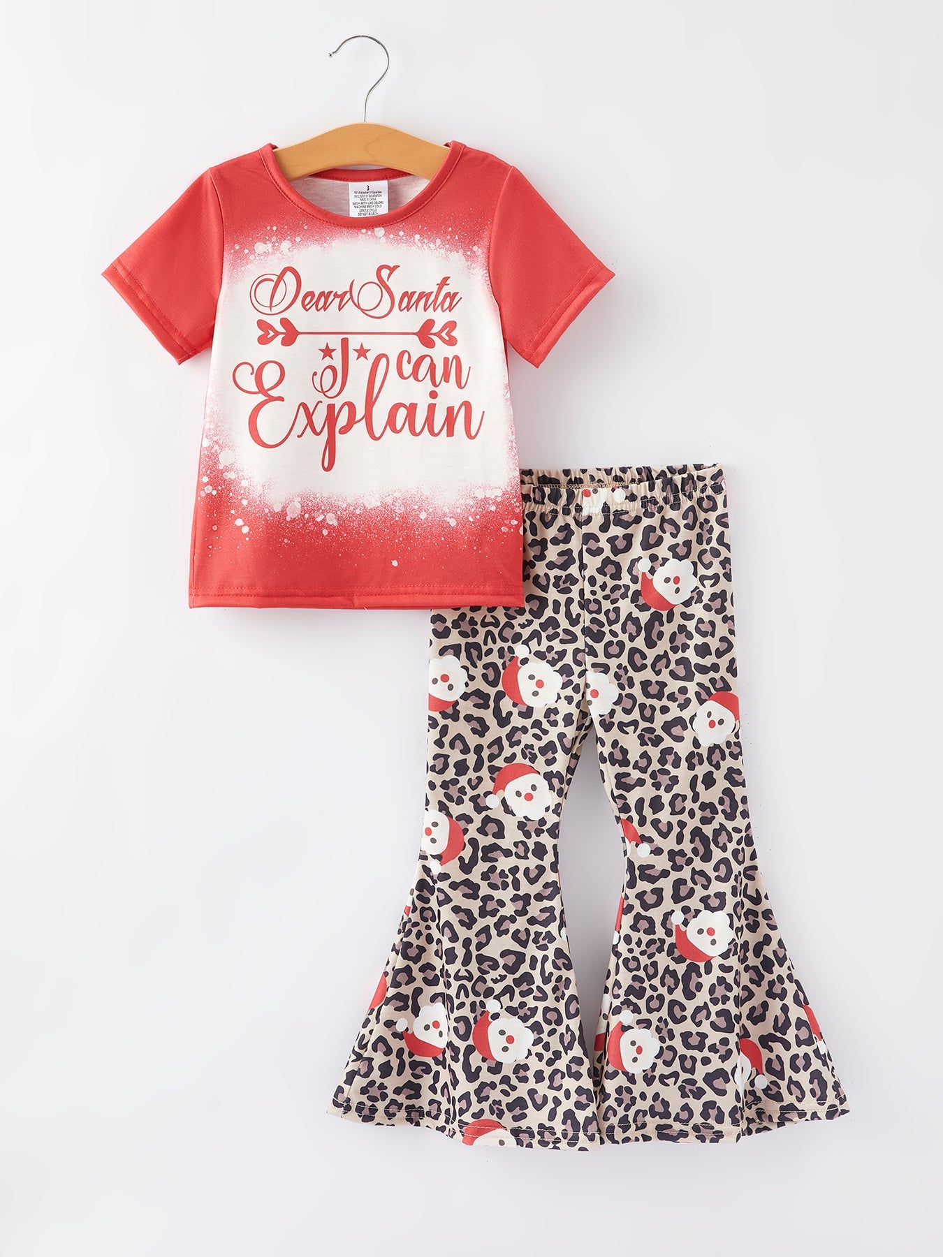 Christmas Leopard Print Girls Outfit Set