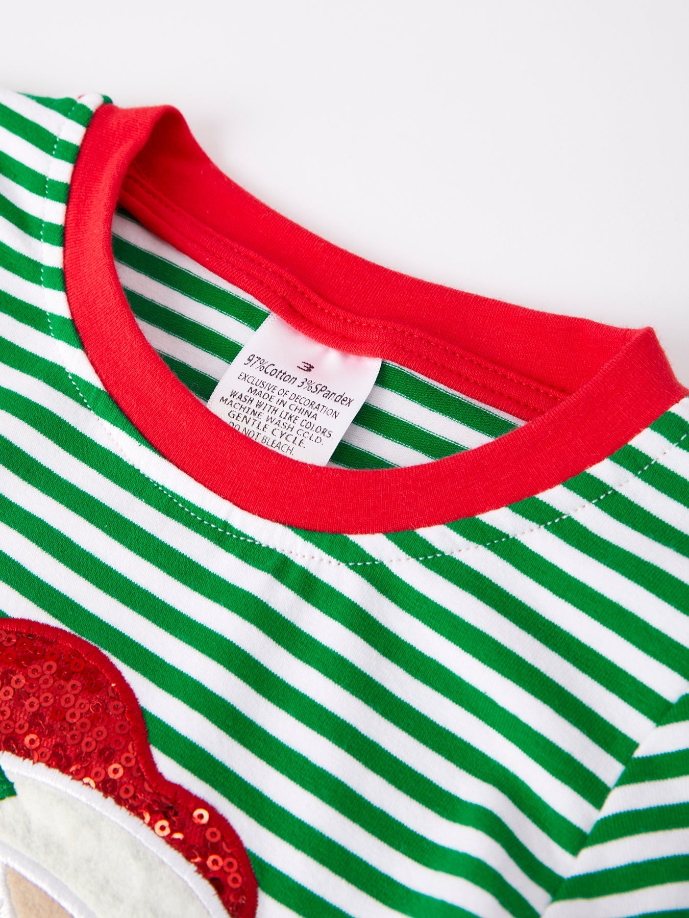 Christmas Santa Applique Striped Boys Outfit Set