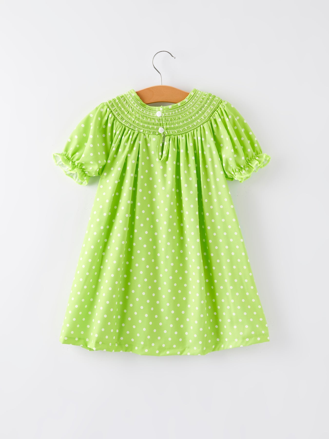 Christmas Green Smocking Embroidered Girls Dress