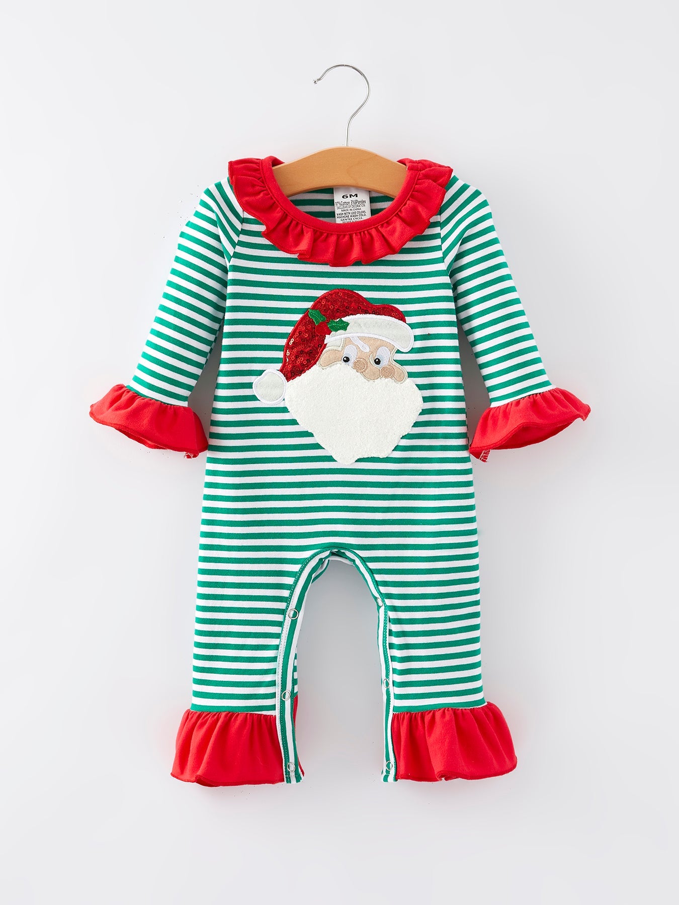 Christmas Smocking Applique Girls Romper