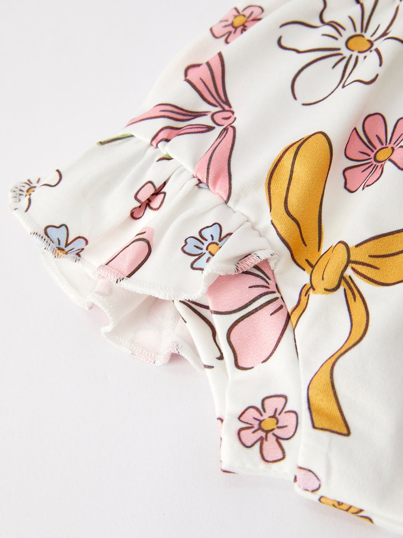 Spring Summer Yellow Bow Suspender Vest And Floral Bloomers Set