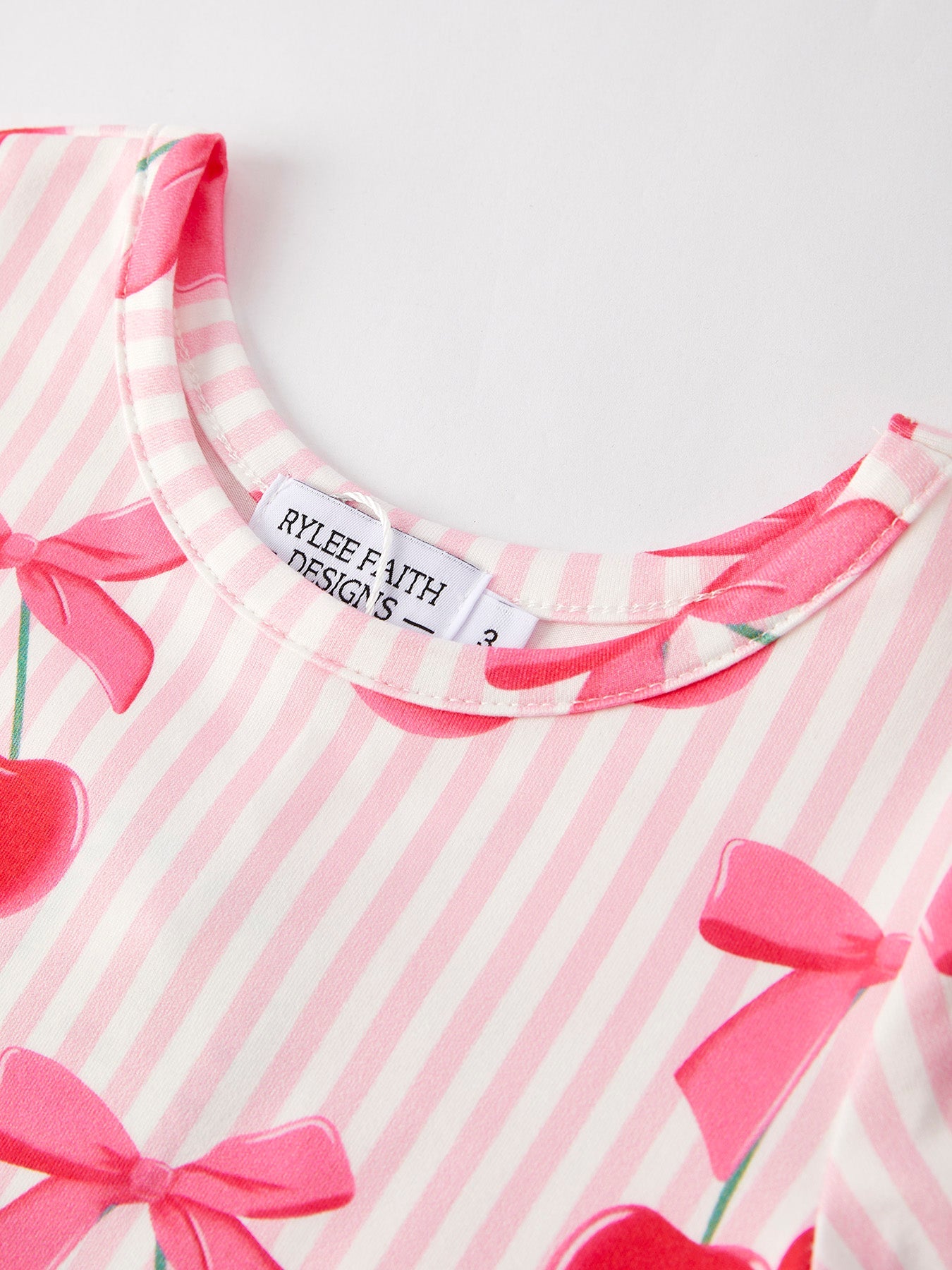Summer Cherry Stripe Girls' Dress