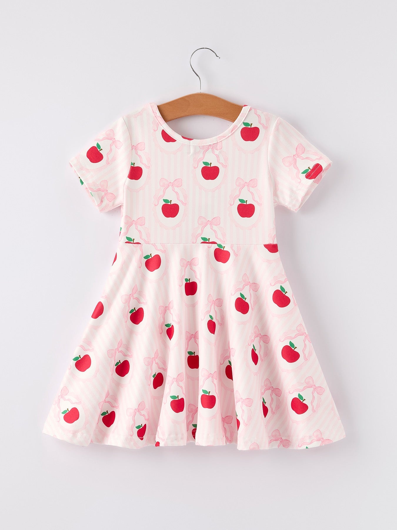 Back To School Apple Striped Sweet Girl Dress