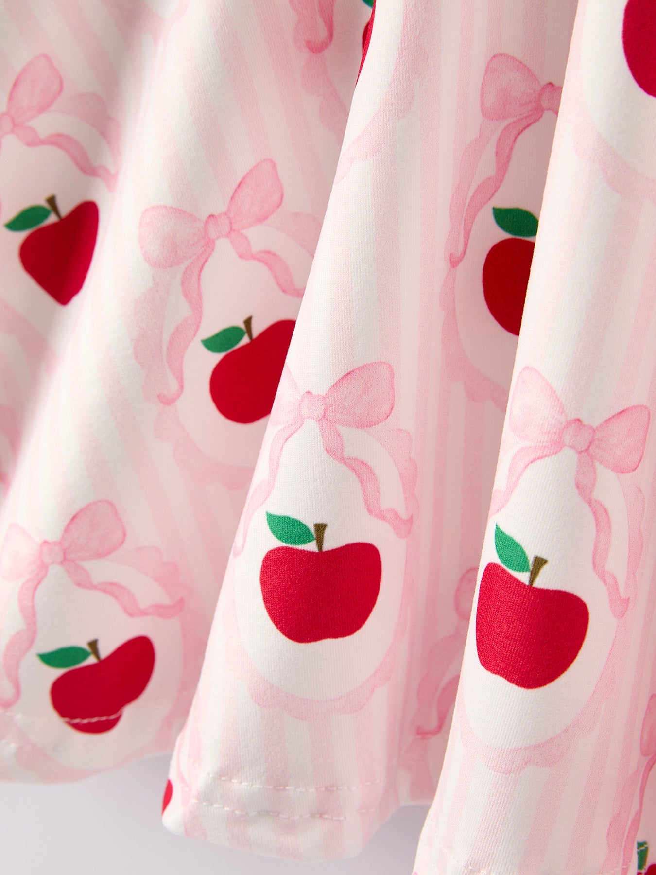 Back To School Apple Striped Sweet Girl Dress