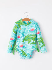 "crocodile" Green Girls' Swimsuit