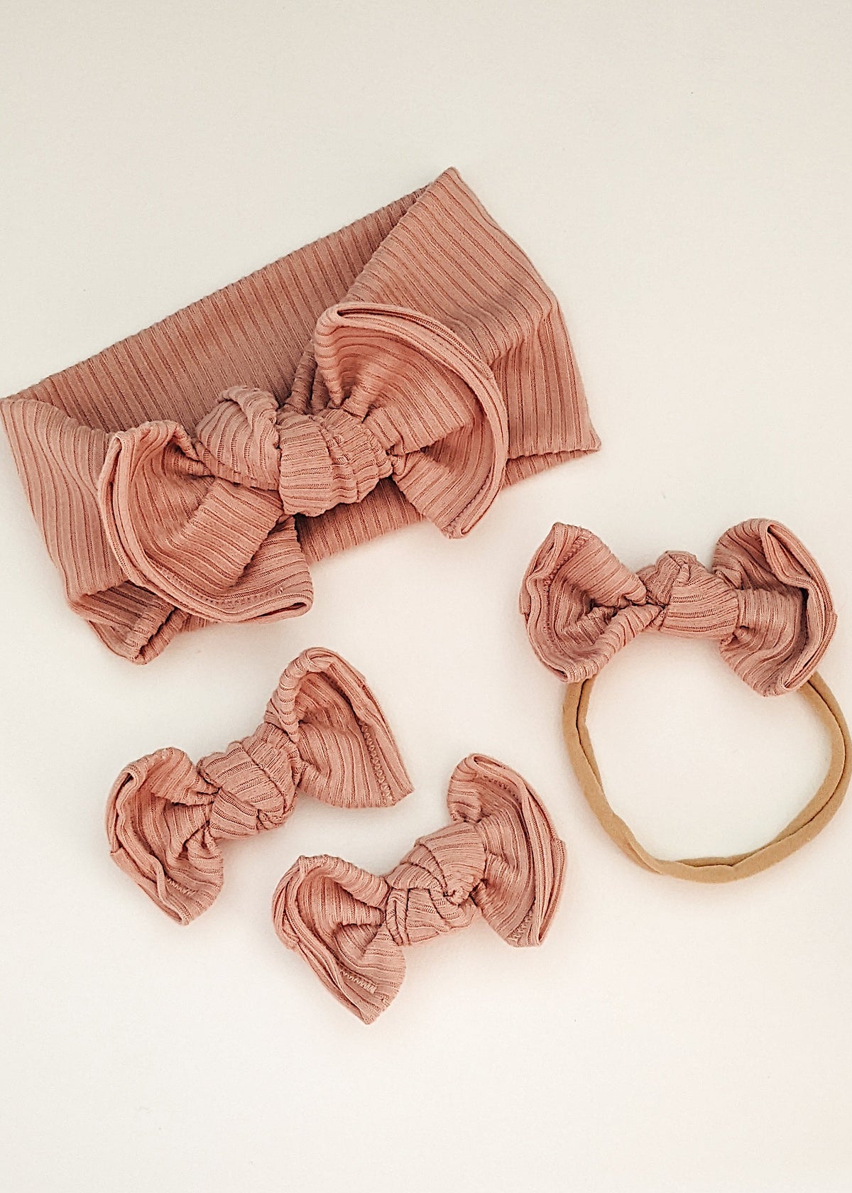 Mauve Ribbed Knit Bow
