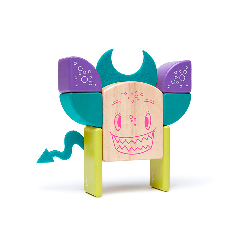 Pip <br>magnetic Wooden Blocks <br>sticky Monsters, 8 Pieces