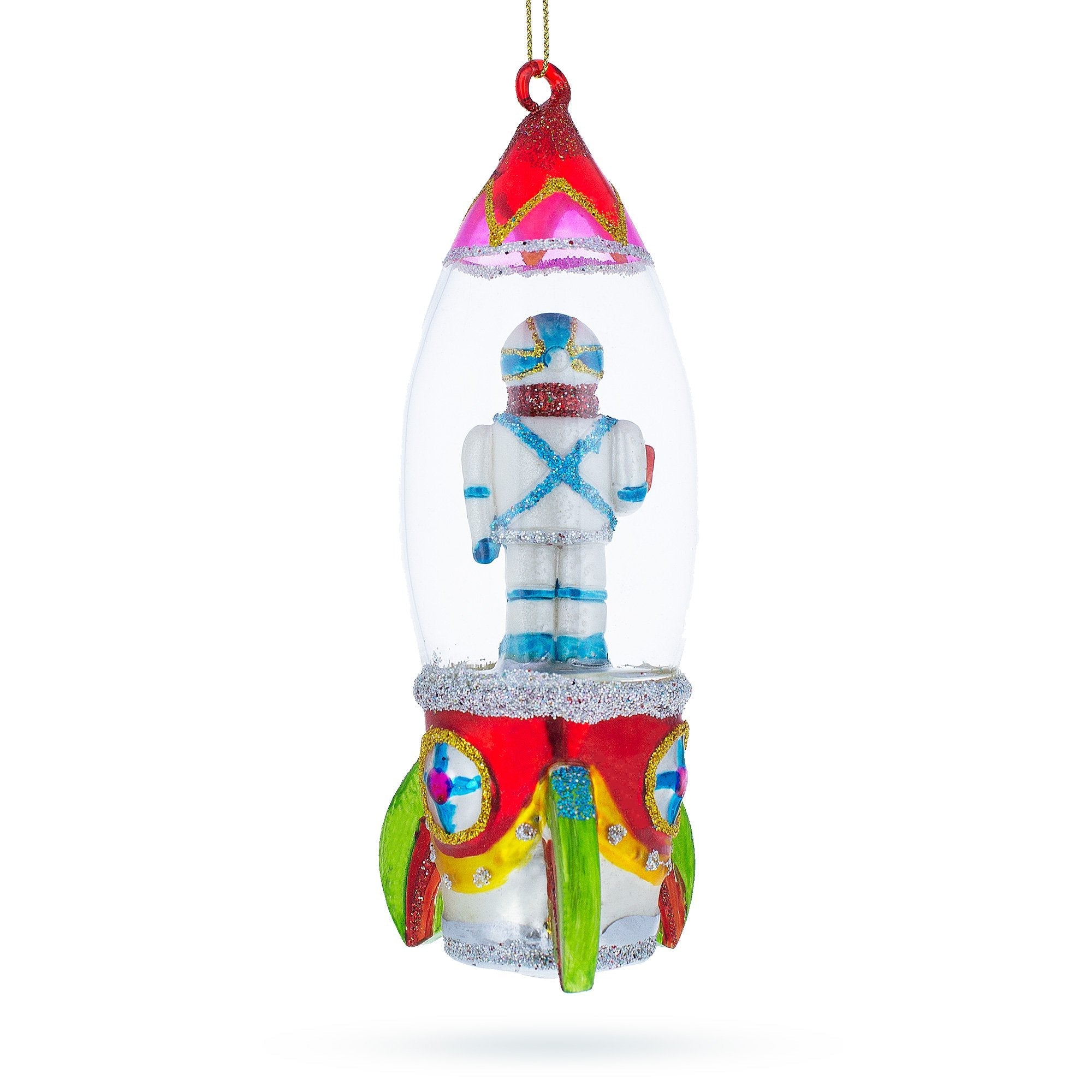 Trailblazing Astronaut Inside Spaceship - Blown Glass Christmas Ornament