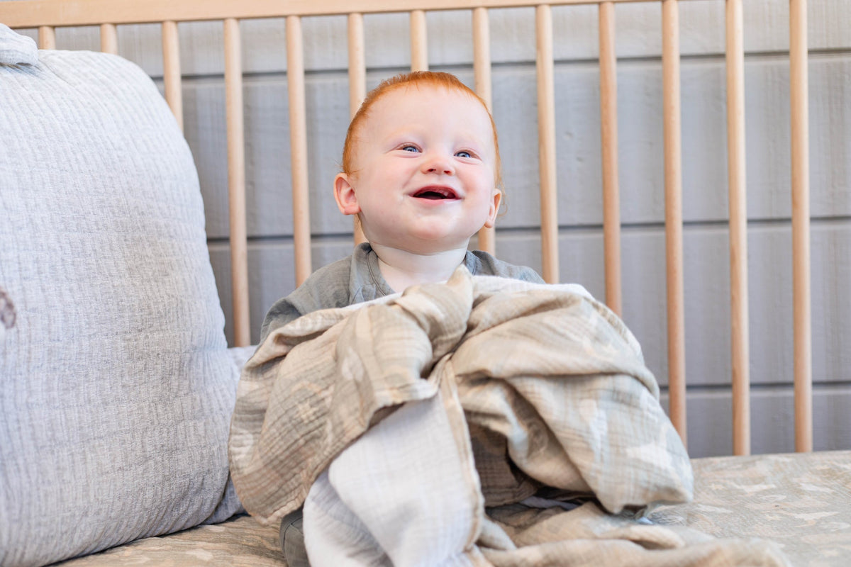 Organic Bamboo Cotton Blend Swaddle Blanket In Yippee Ki Yay