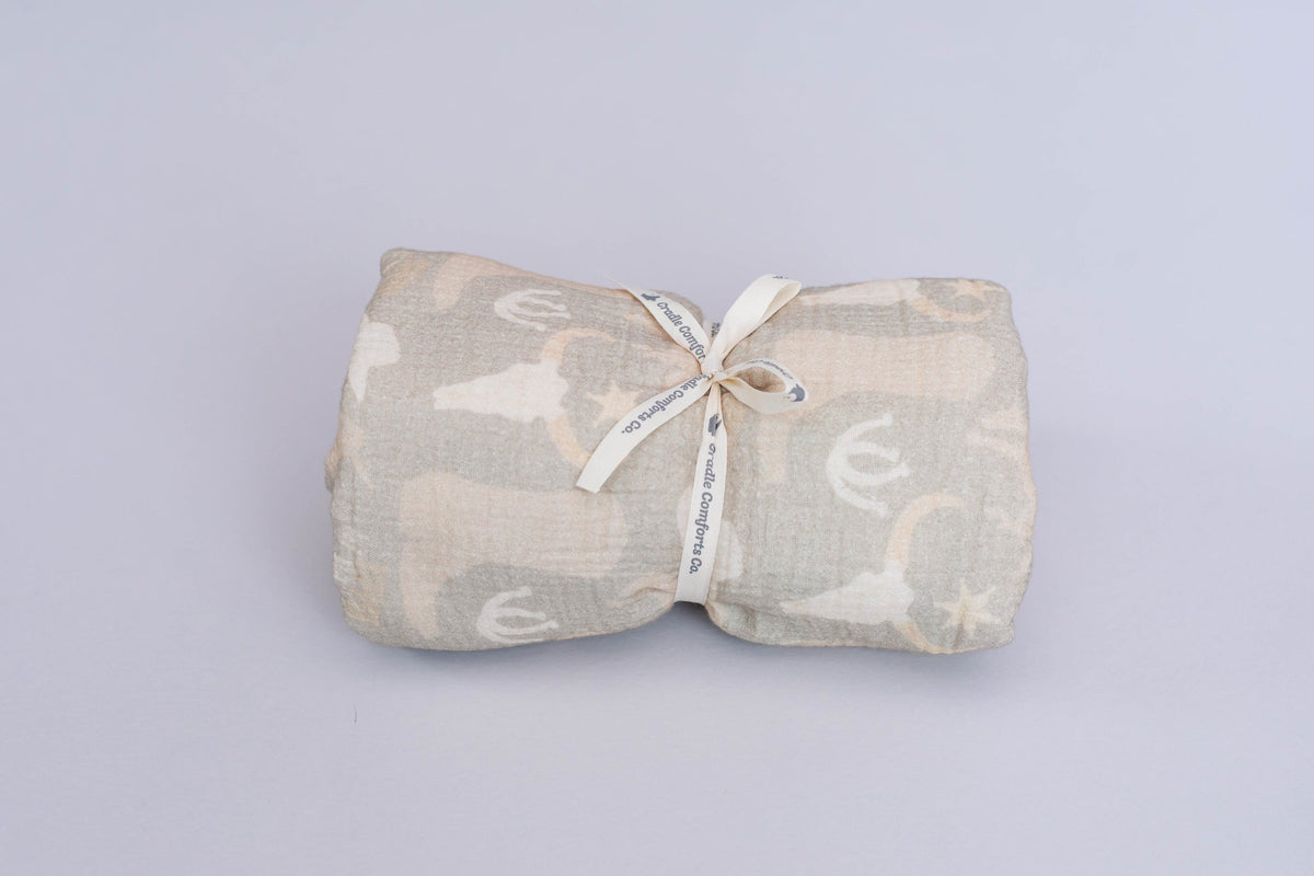 Organic Bamboo Cotton Blend Swaddle Blanket In Yippee Ki Yay