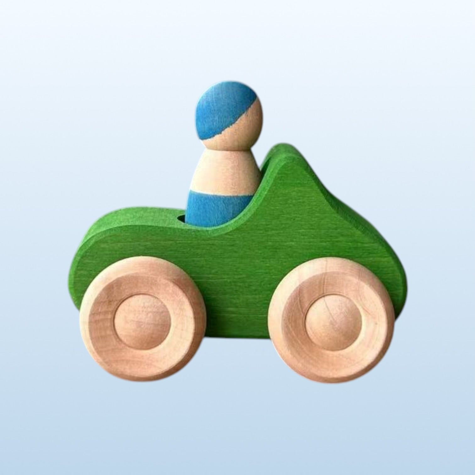7 Pcs Colored Wooden Rainbow Cars Set With 3 Pcs Peg Dolls