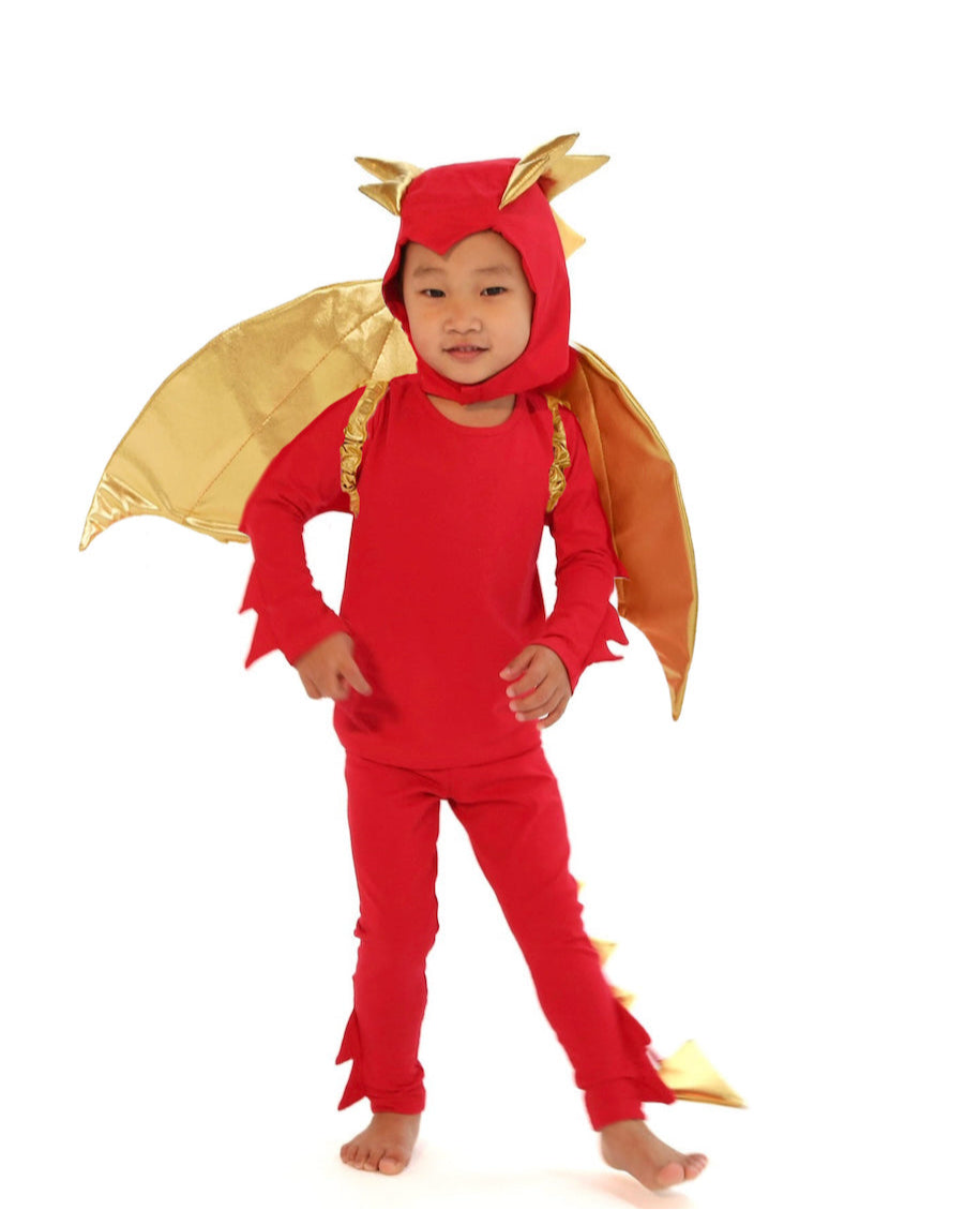 Sunfire Red Dragon With Gold Wings