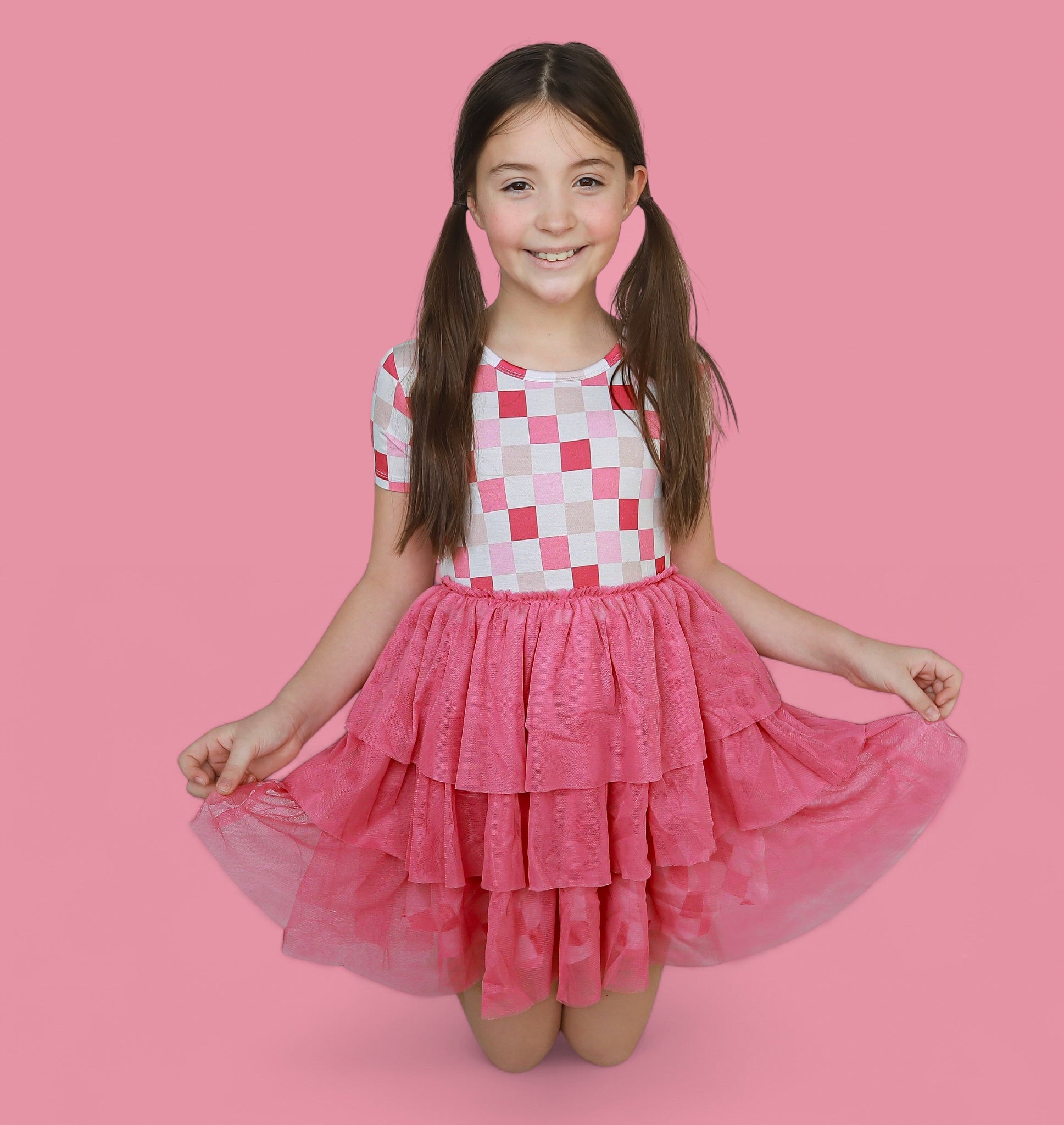 Dreamy Pink Checkers Dream Tutu Dress