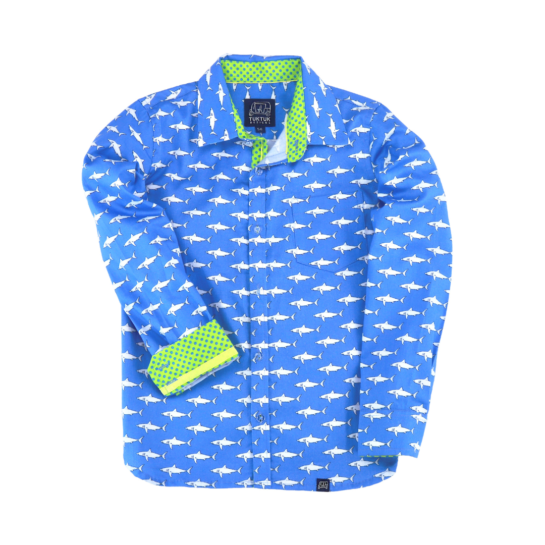 Mako Sharks In Blue - Long Sleeve