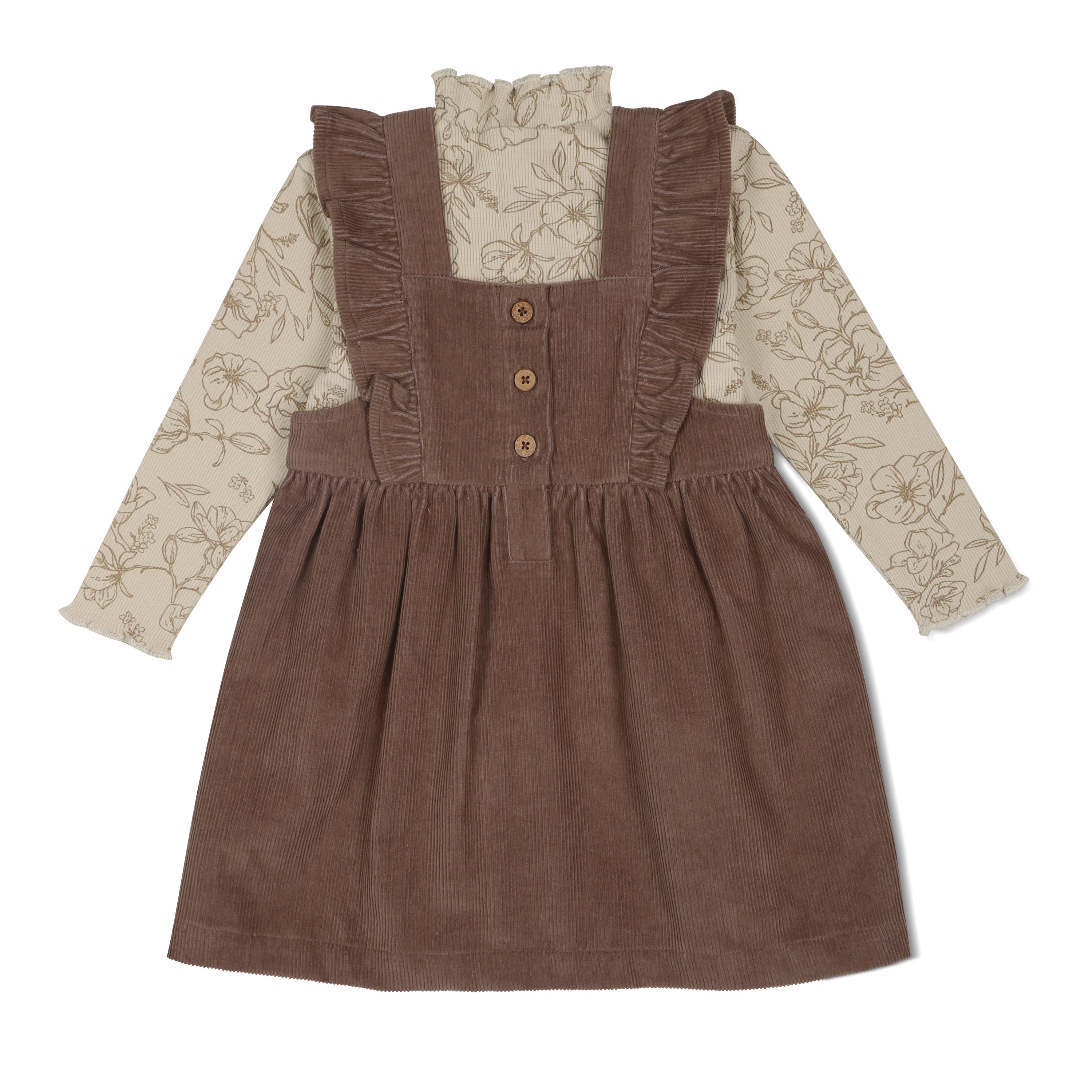 Organic Corduroy Ruffle Dress - Espresso