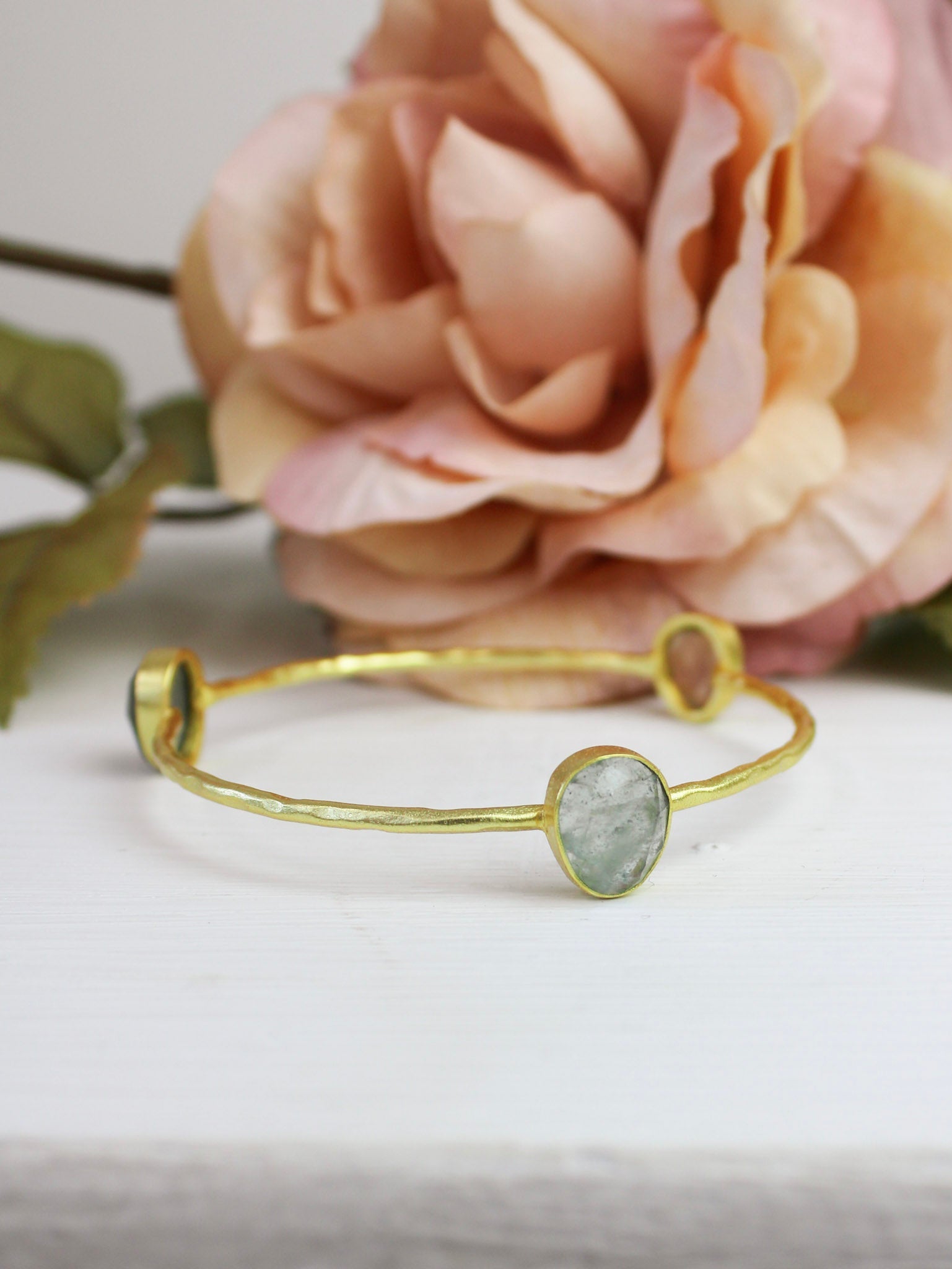 Three Stone Bangle Bracelet (size Xs)