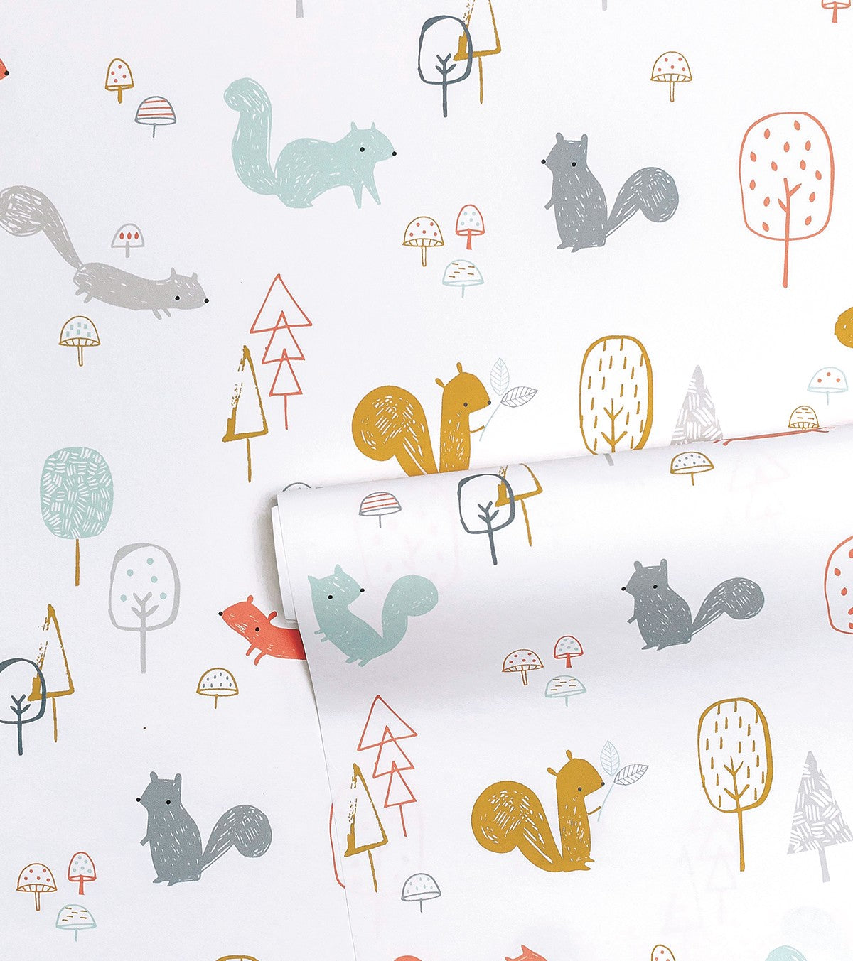 Woodland - Children's Wallpaper - Squirrel Motif