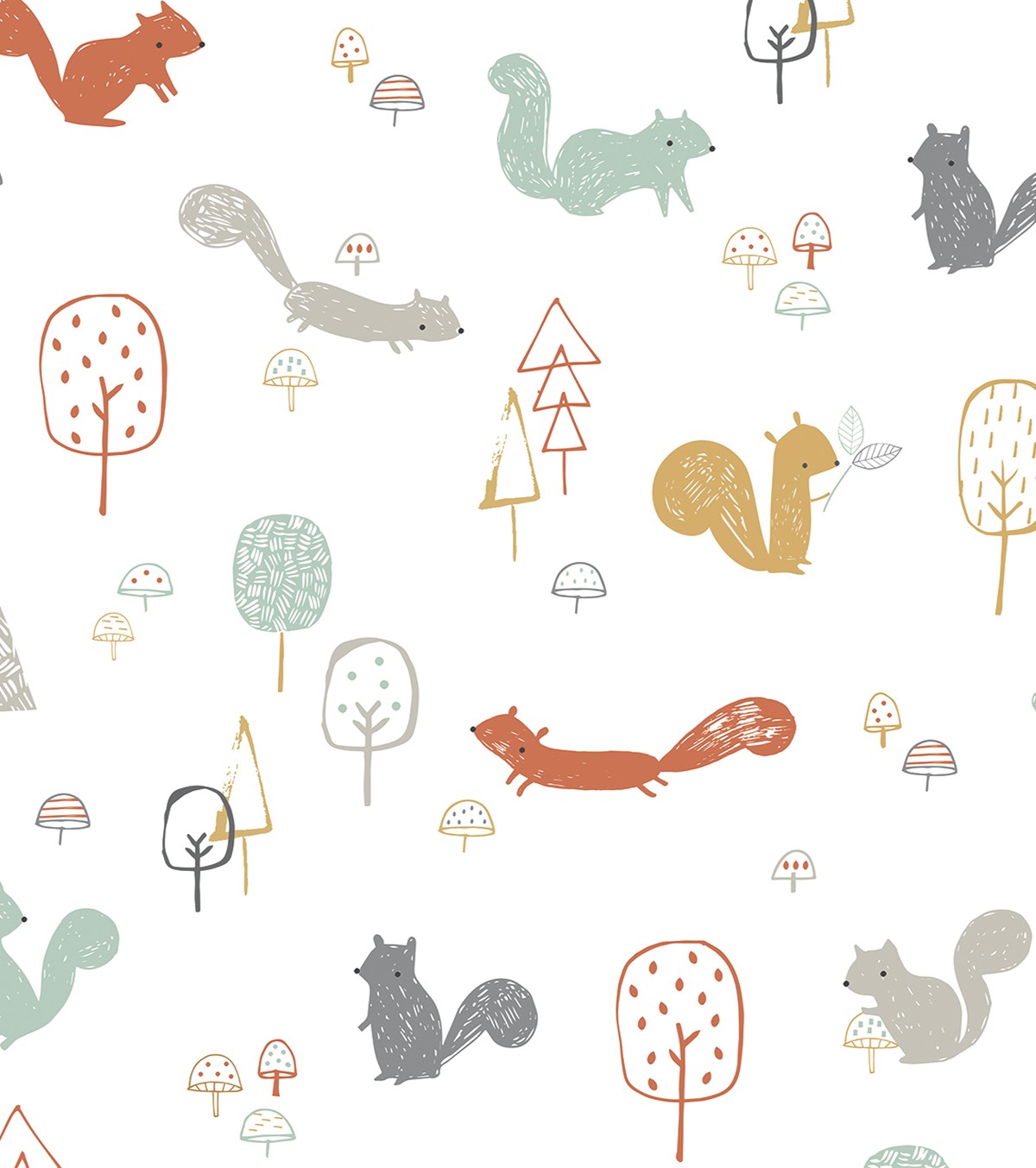 Woodland - Children's Wallpaper - Squirrel Motif