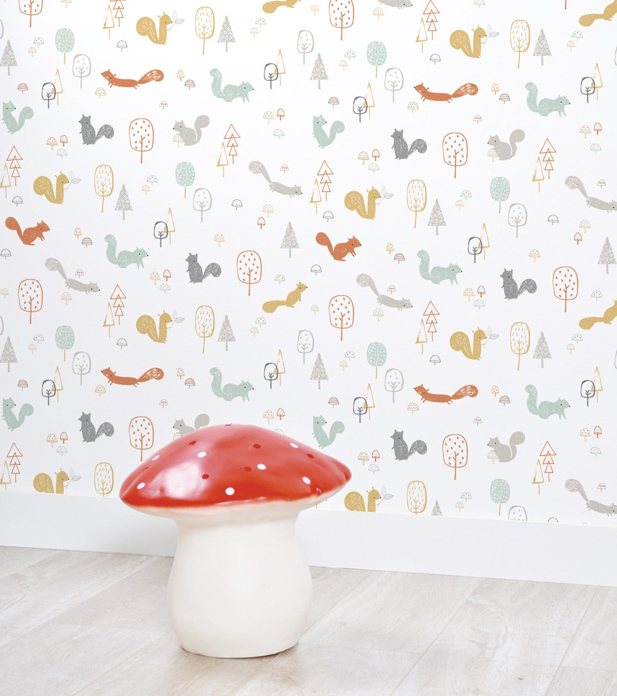 Woodland - Children's Wallpaper - Squirrel Motif