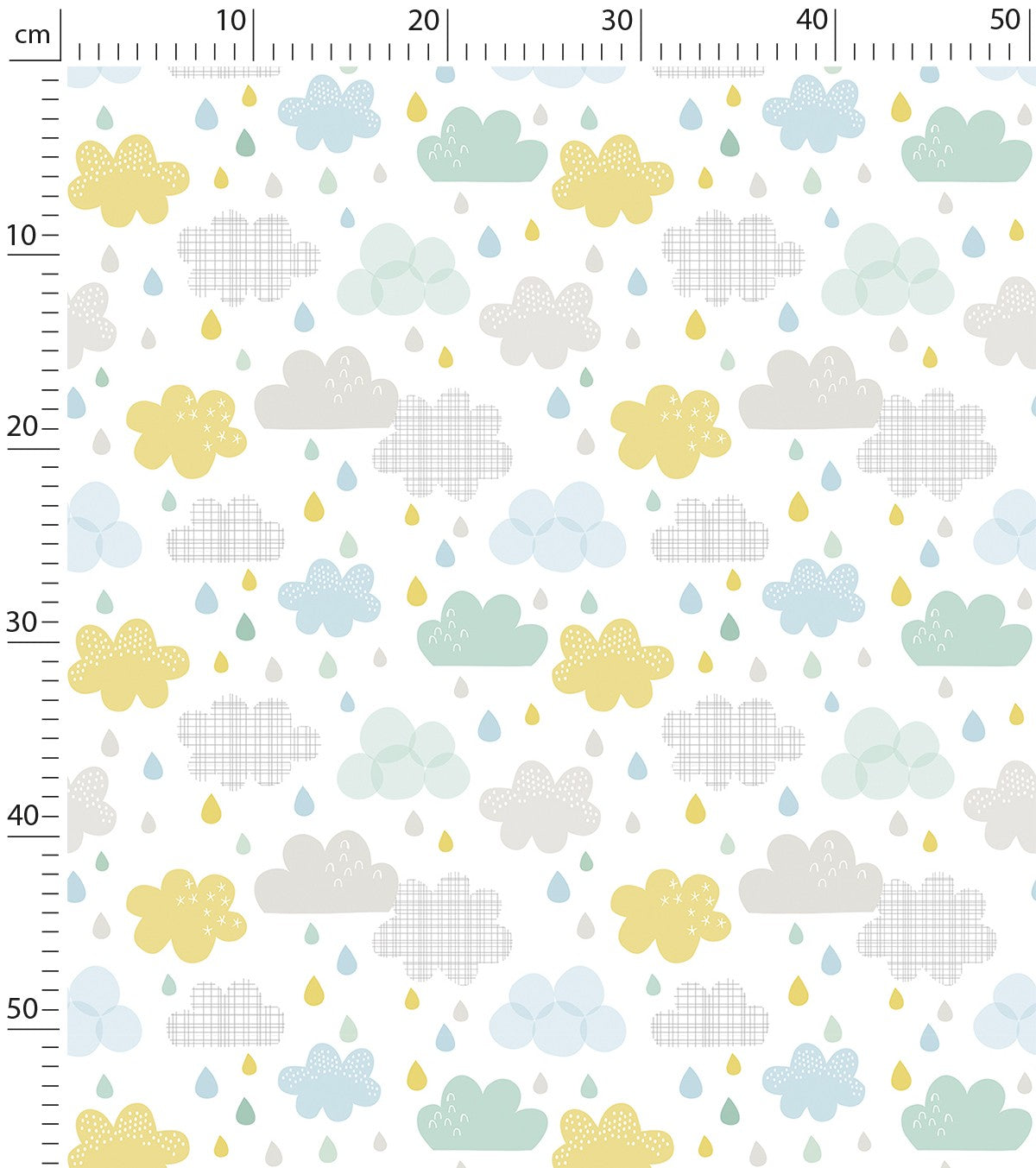 Smile It's Raining - Children's Wallpaper - Clouds And Drops Motif