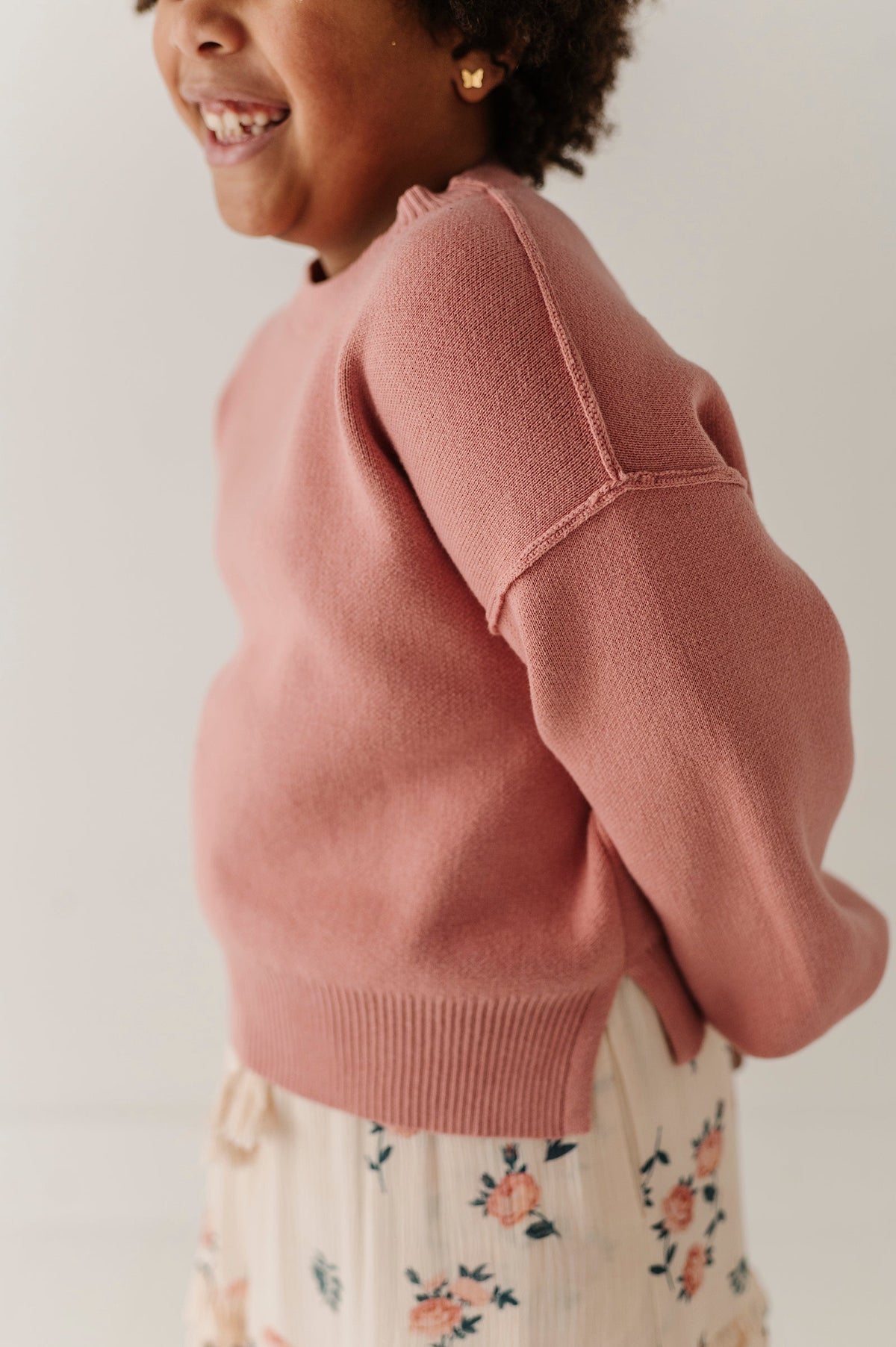 Girls Soft Fit Sweater In Terra Rose