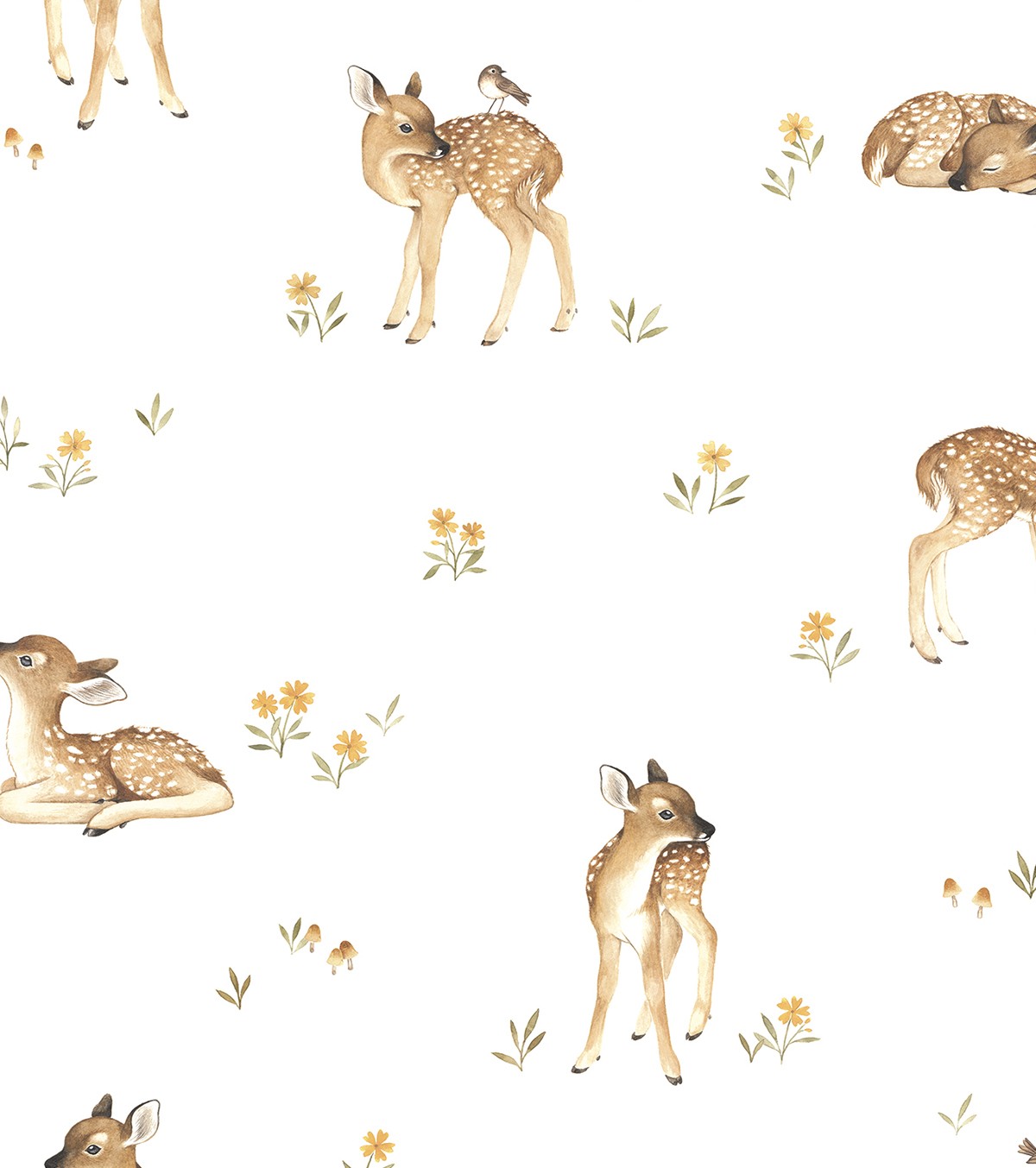Oh Deer - Children's Wallpaper - Vintage Fawn Motif