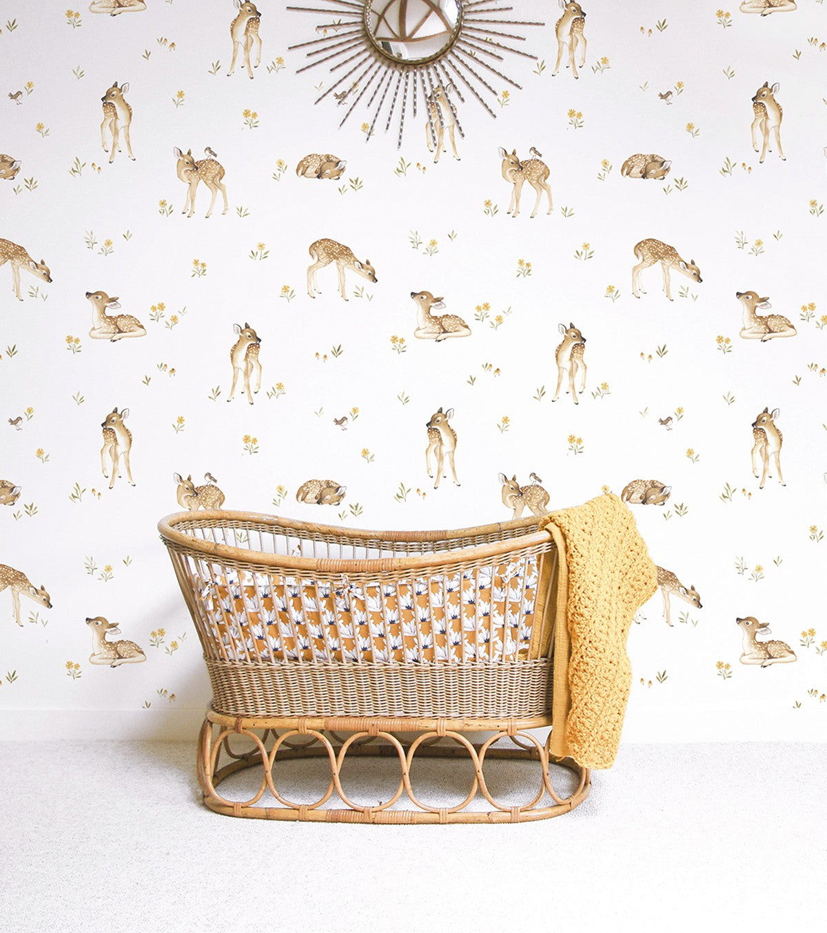 Oh Deer - Children's Wallpaper - Vintage Fawn Motif