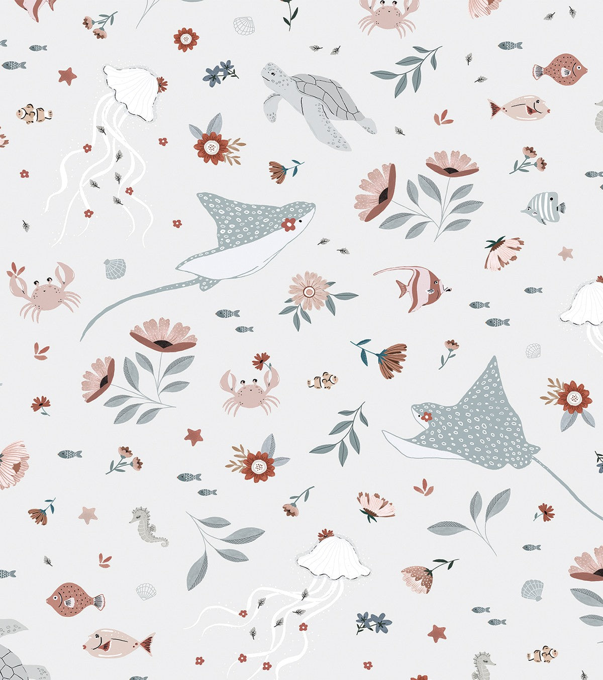 Ocean Field - Children's Wallpaper - Ocean Animals Motif