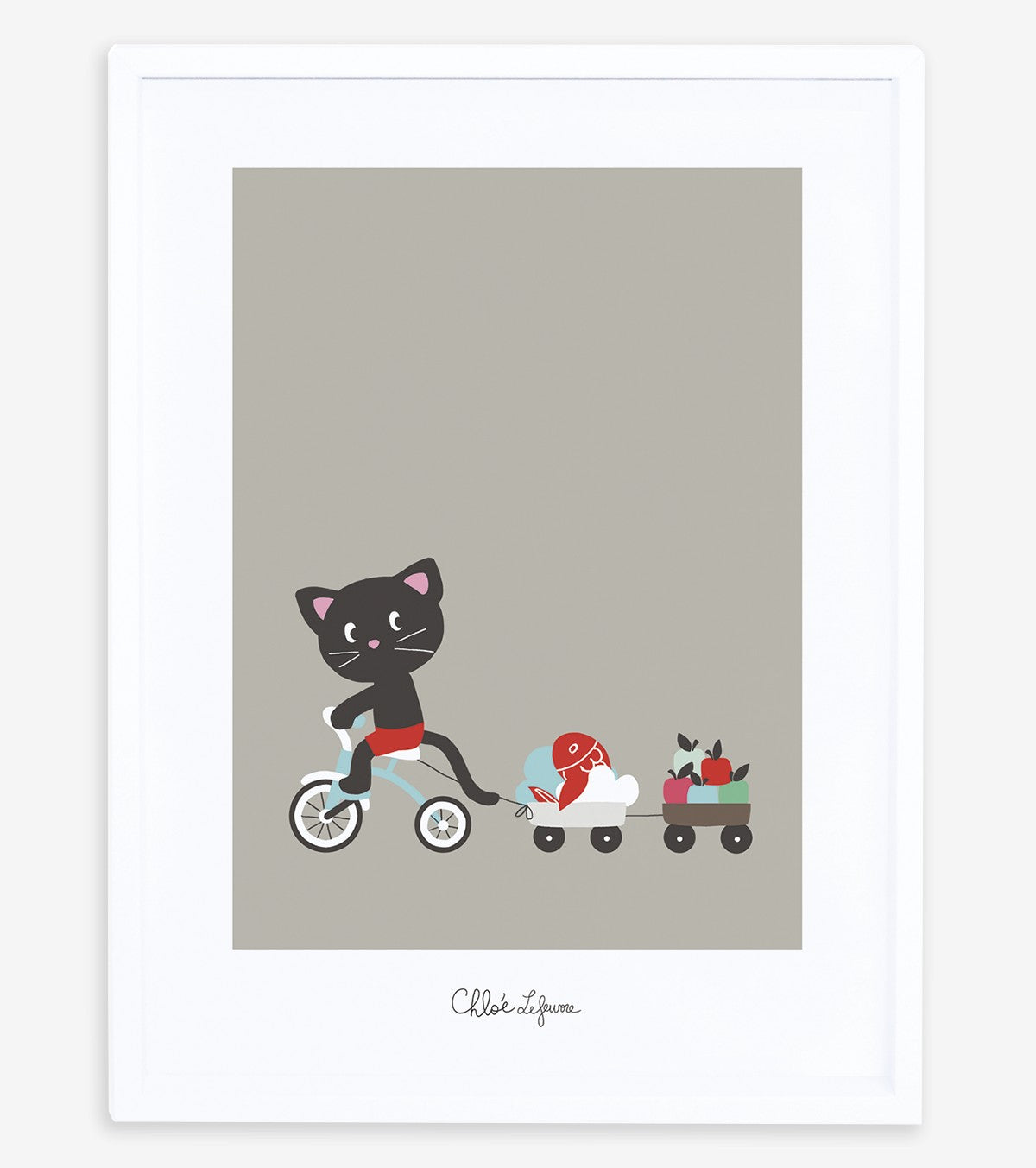 Moka & Pom - Children's Poster - Cat And Tricycle