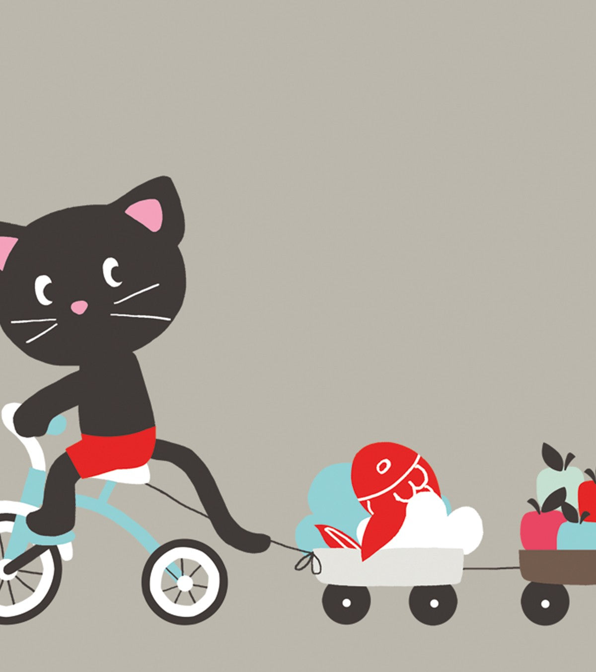 MOKA & POM - Children's poster - Cat and tricycle