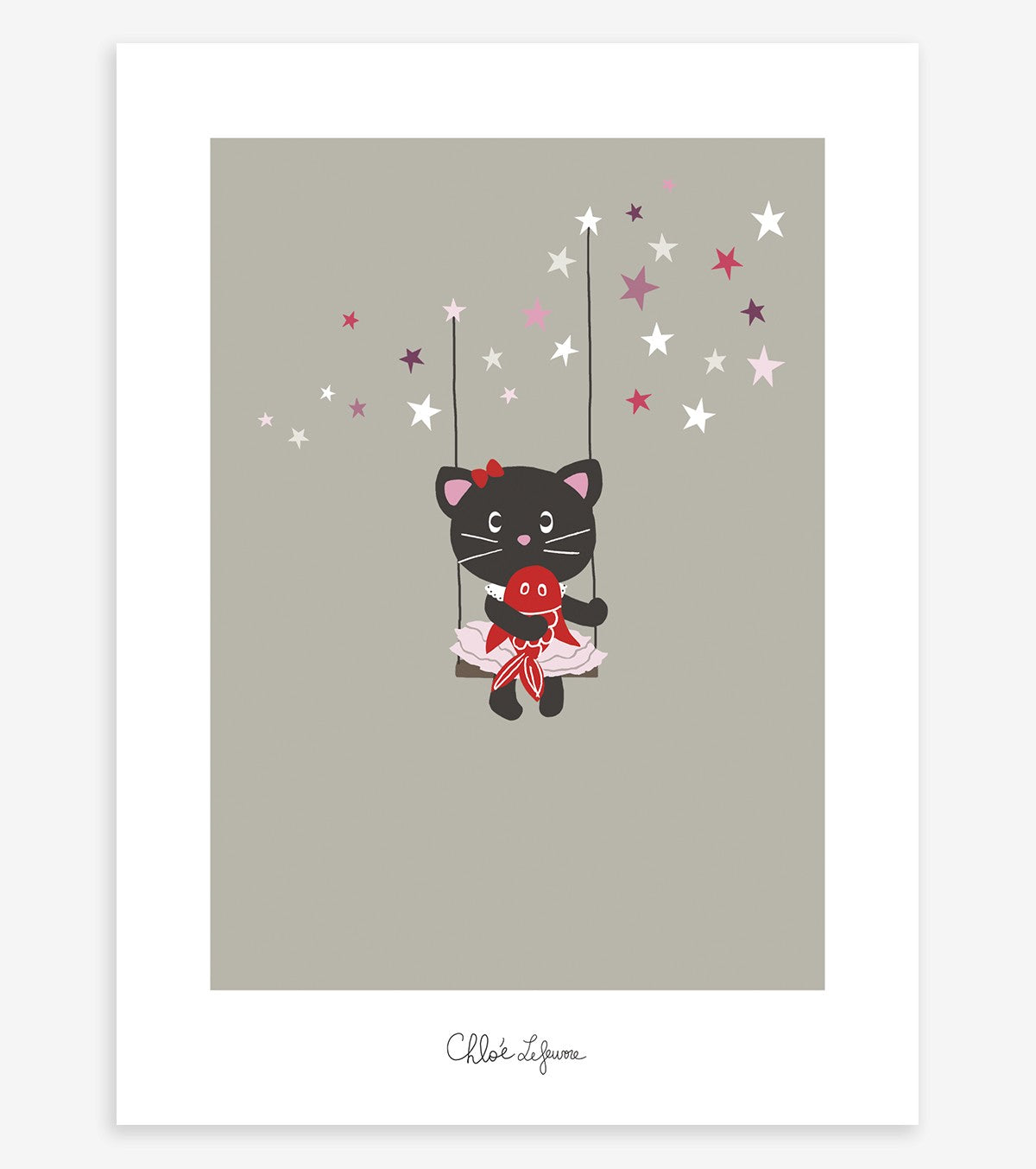 MILLY & FLORE - Children's poster - Kitten and stars