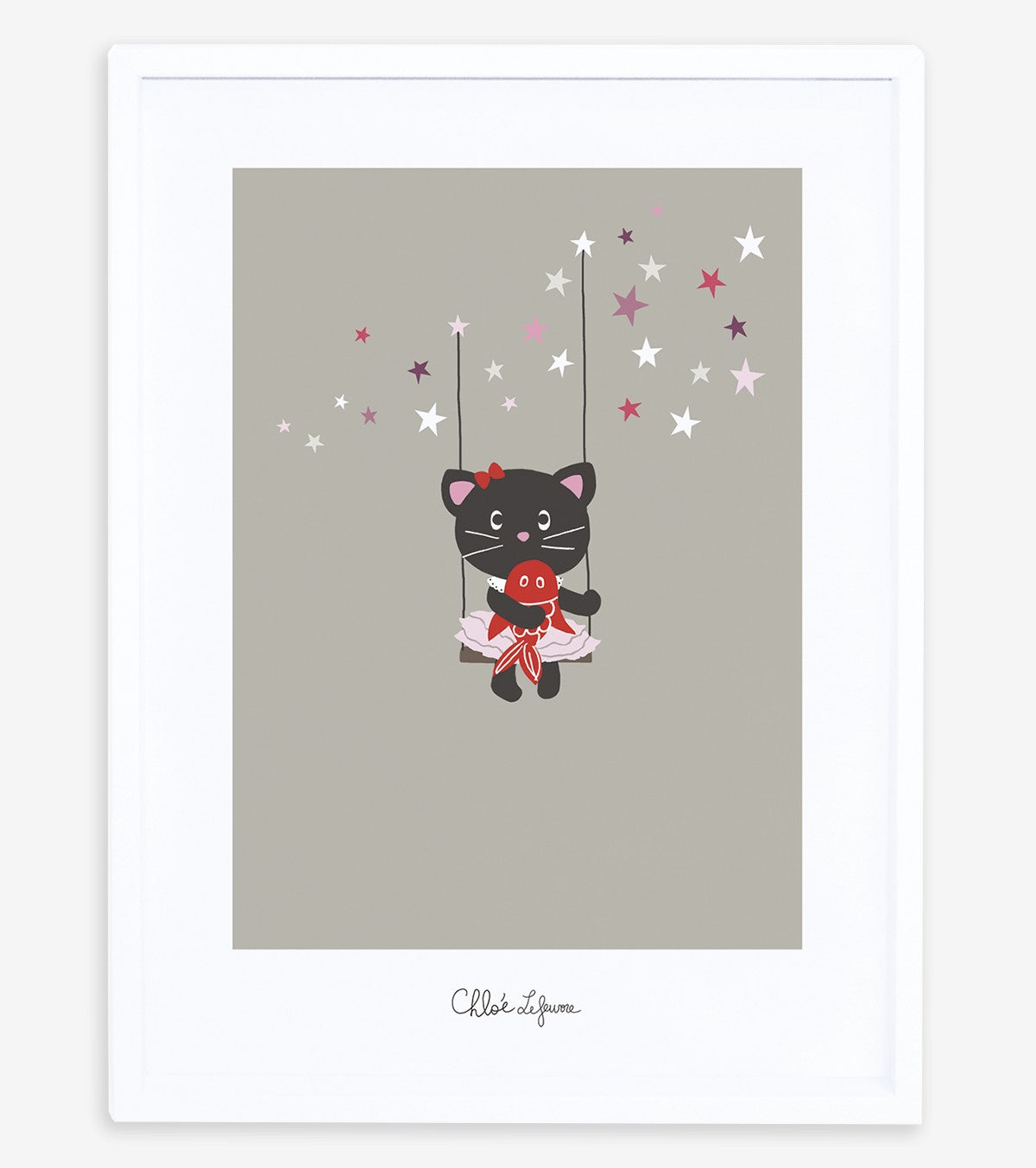 Milly & Flore - Children's Poster - Kitten And Stars