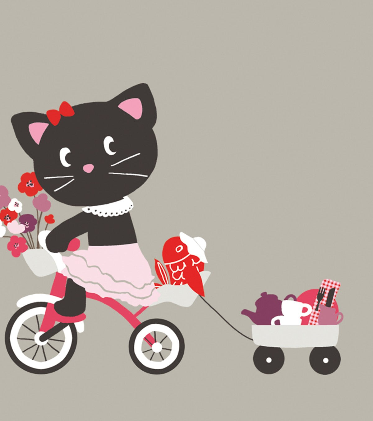 Milly & Flore - Children's Poster - Cat And Tricycle