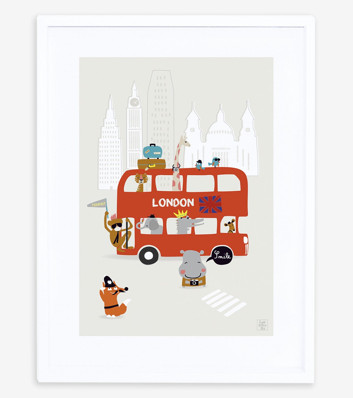 London - Children's Poster - London Bus And Animals