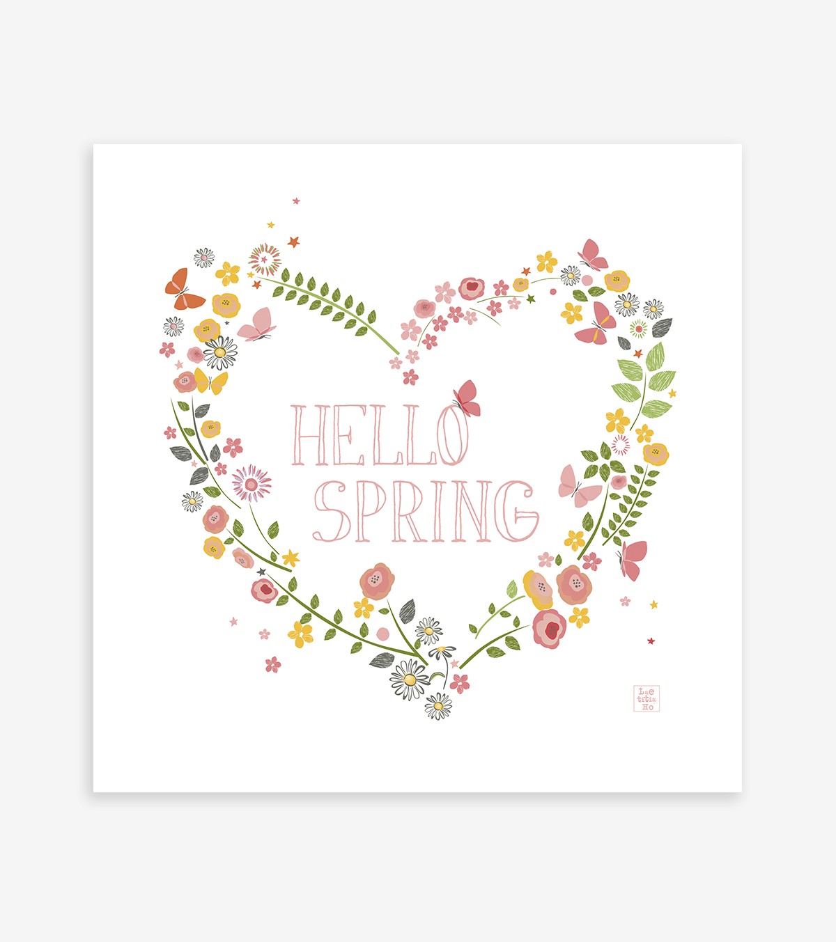 HELLO SPRING - Children's poster - Hearts in bloom