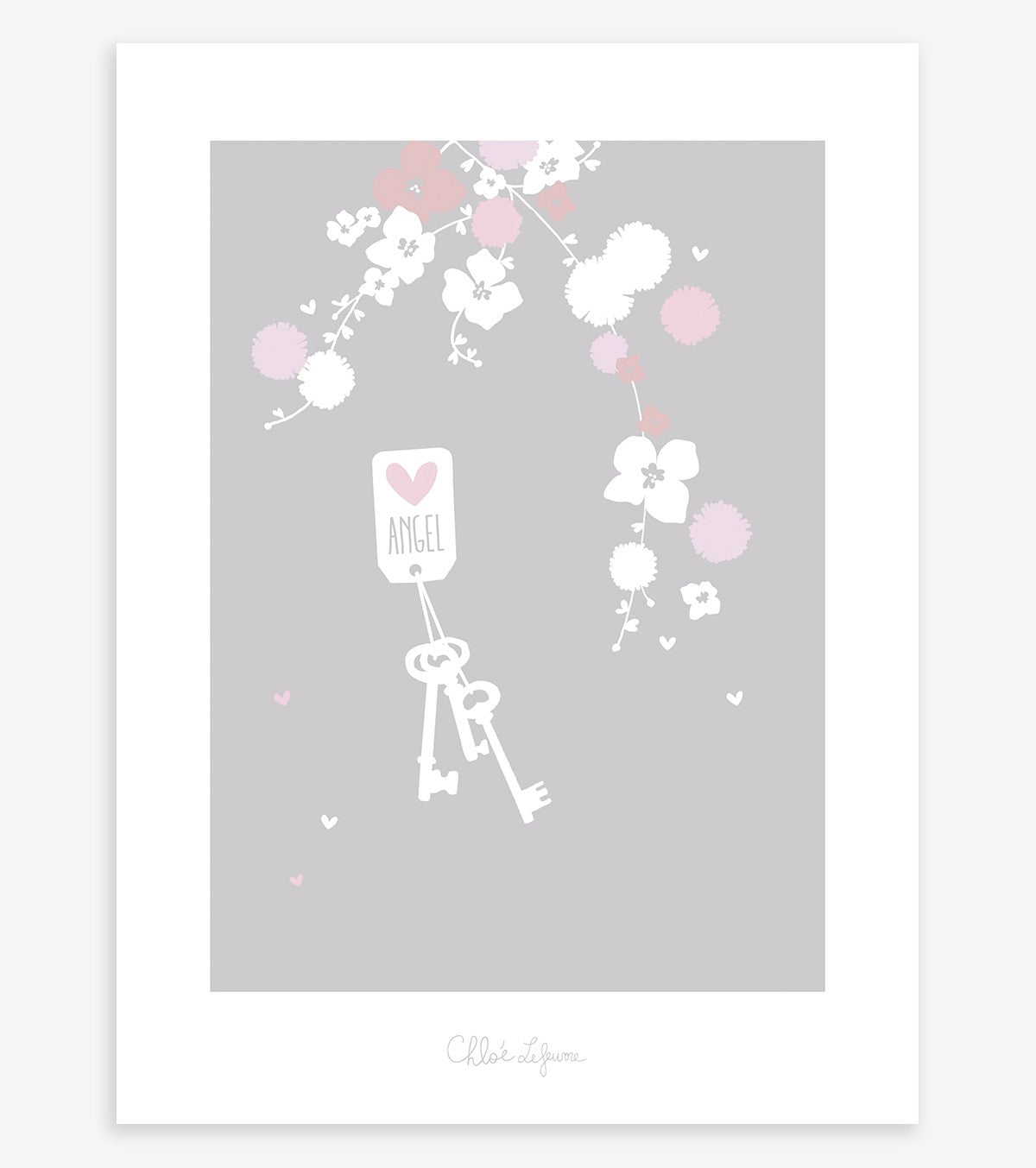ANGEL - Children's poster - Flowers (pink and white)