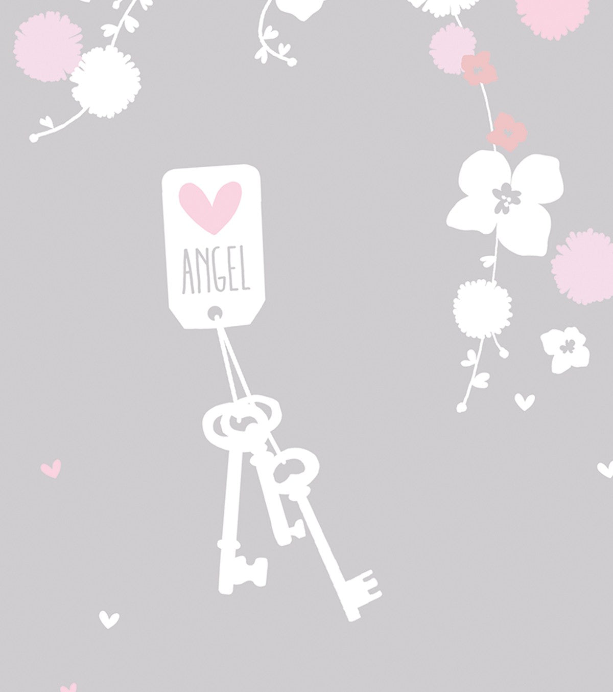 Angel - Children's Poster - Flowers (pink And White)