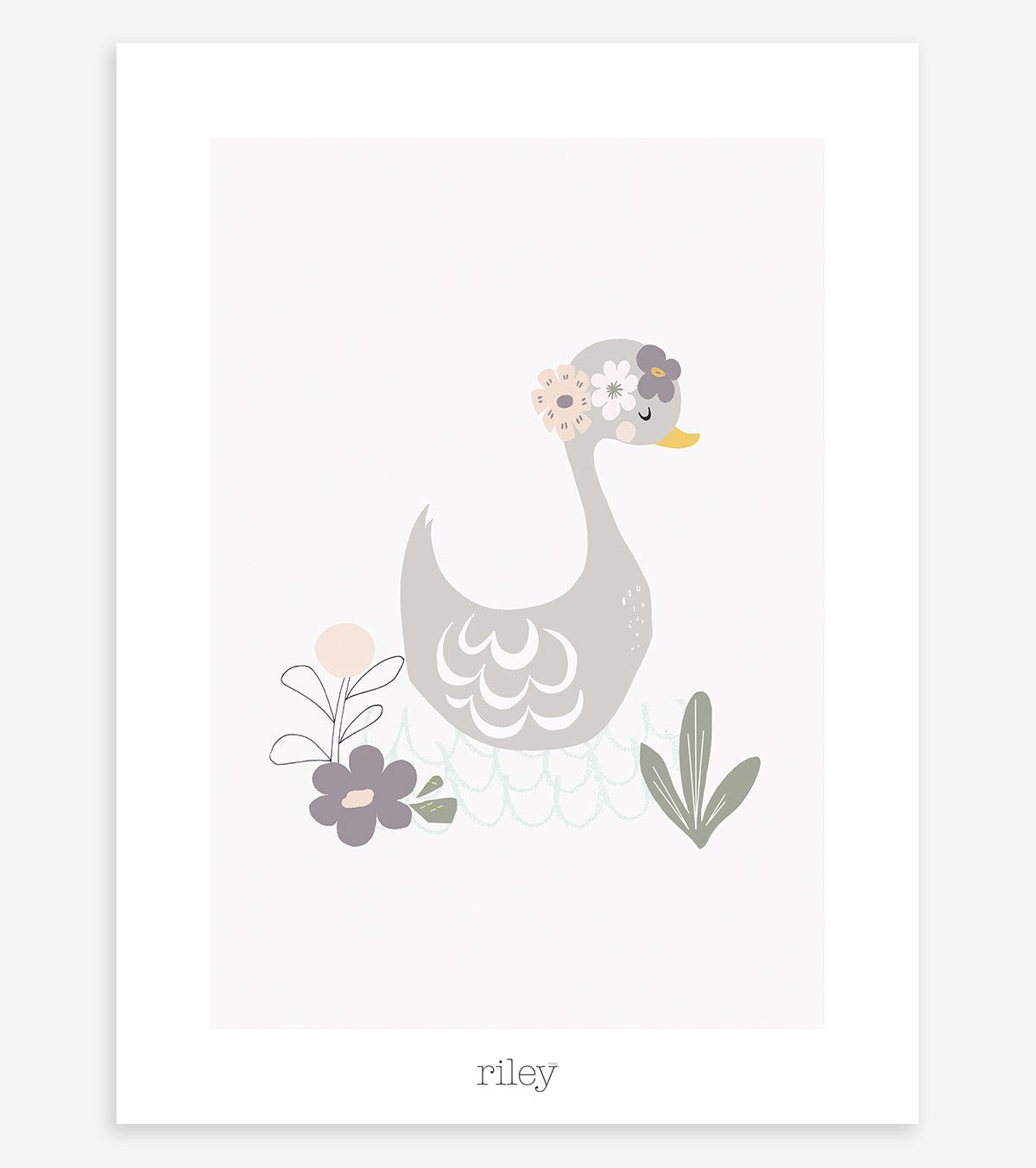 MY LOVELY SWAN - Children's poster - Swan and flowers