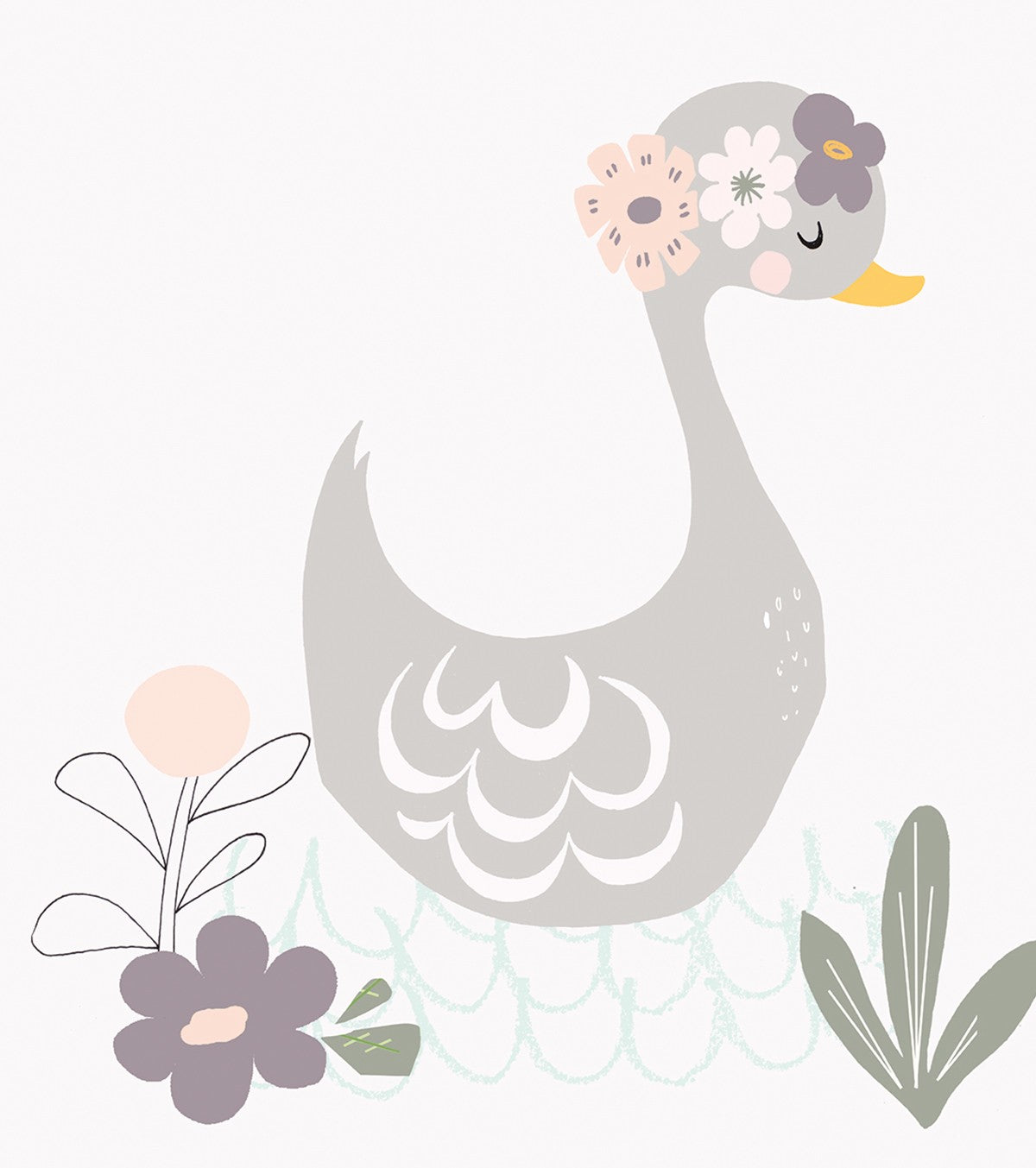 MY LOVELY SWAN - Children's poster - Swan and flowers