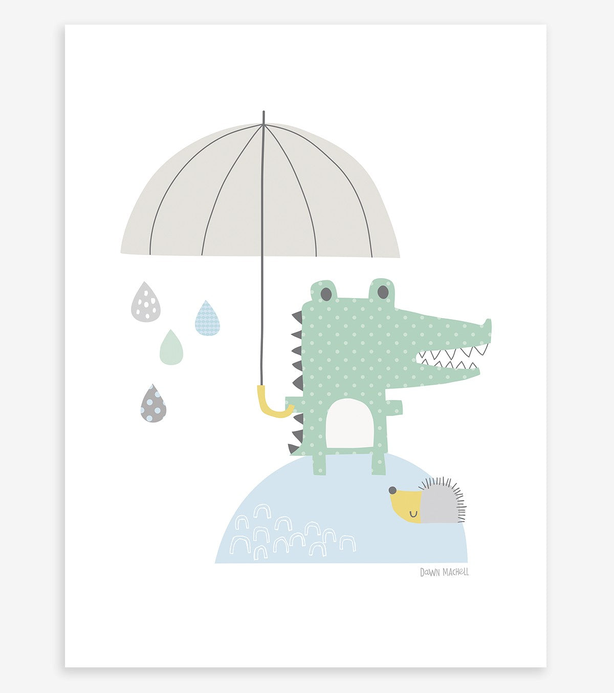 Smile It's Raining - Children's Poster - Crocodile And His Umbrella