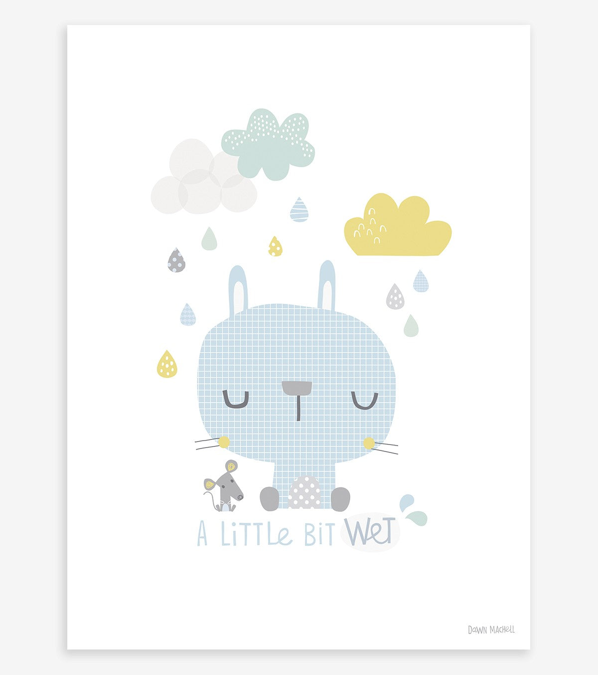 Smile It's Raining - Children's Poster - Rabbit And Mouse